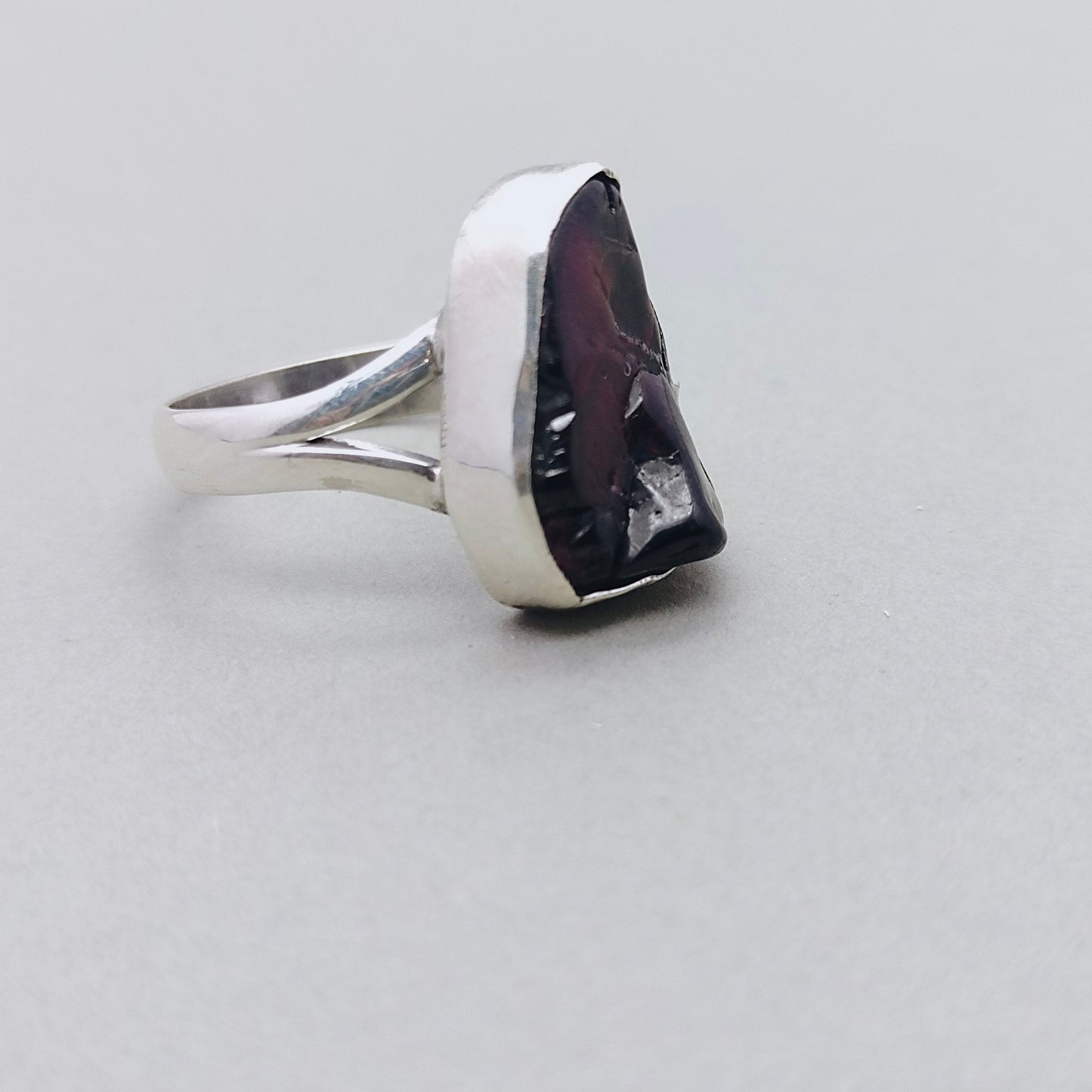 Boho Statement Ring - Raw Gemstone of Garnet Sterling Silver Ring- Hand Crafted Bohemian Ring-Bohemian Ring -Raw Garnet Gemstone - Gifts