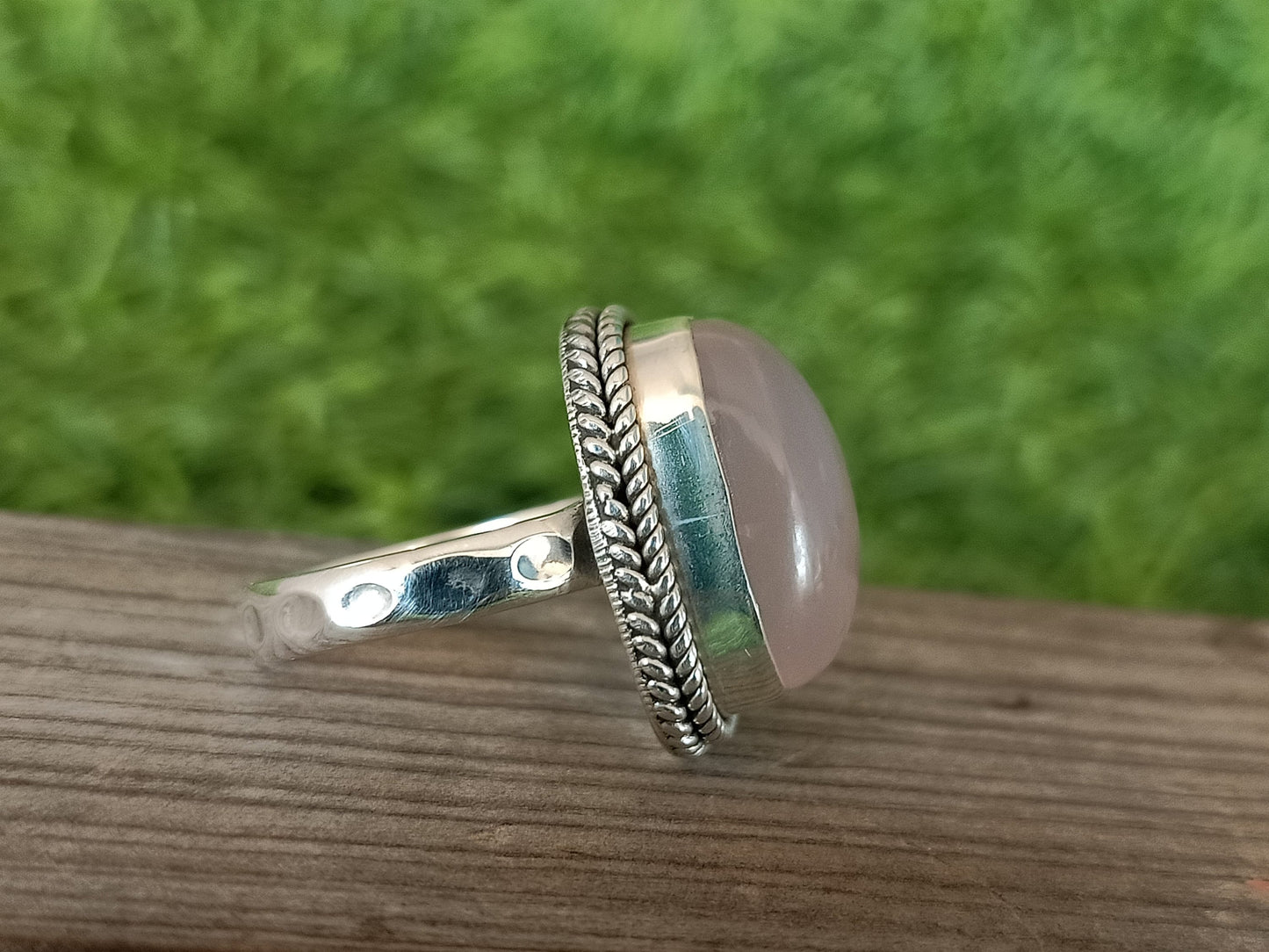 Rosa Calcy Ring - 925 Sterling Silber Ring - handgefertigter Boho Ring - Rosa Calcy Cabochon Ring - Ringe - Geschenke für sie - Geschenke
