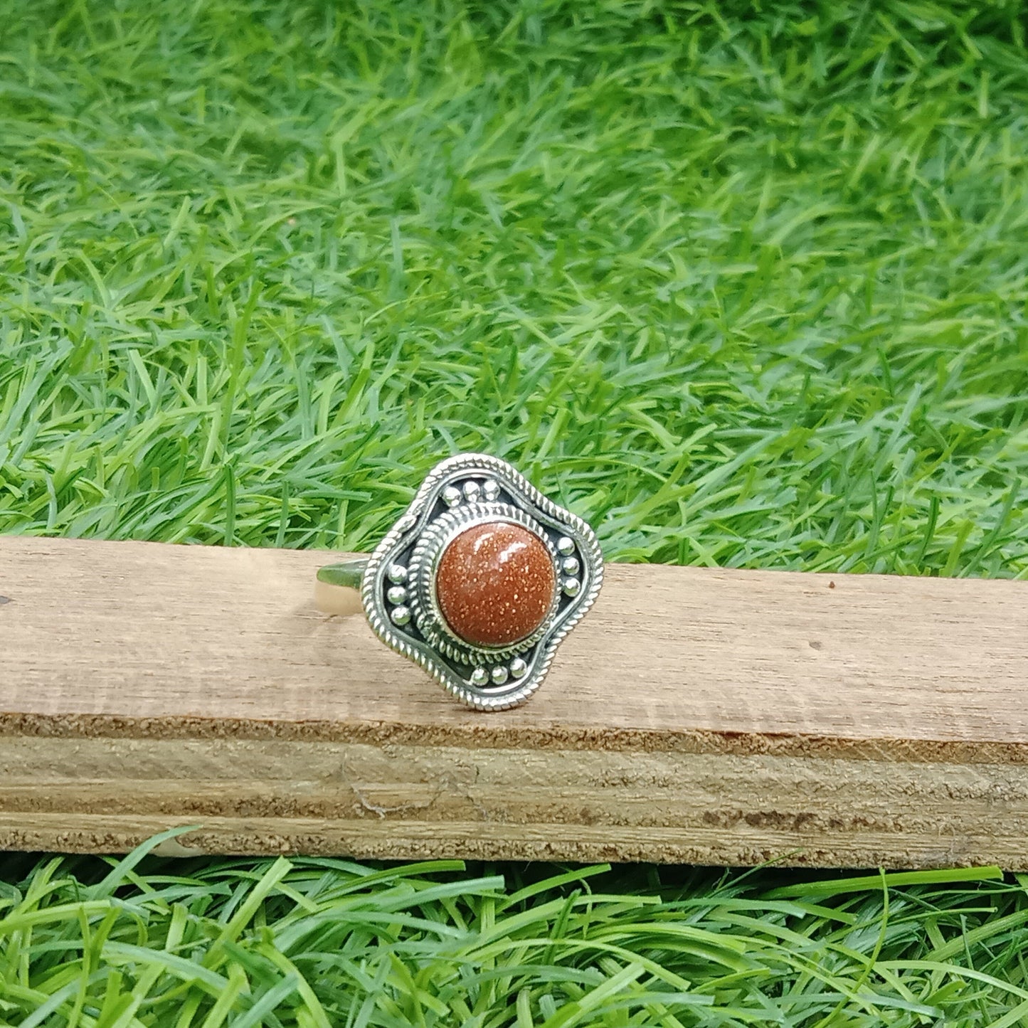 Boho Statement Ring - Sun Stone Sterling Silver Ring - Hand Crafted Bohemian Ring - Bohemian Ring - Sunstone Ring - Rings - Gift for