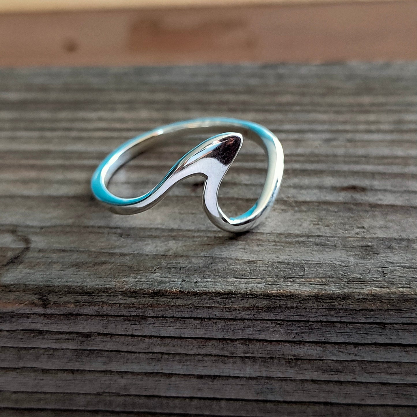 Ocean wave sterling silver ring , handmade silver ring , stacking silver ring , charm silver ring , handcrafted boho ring , wave ing