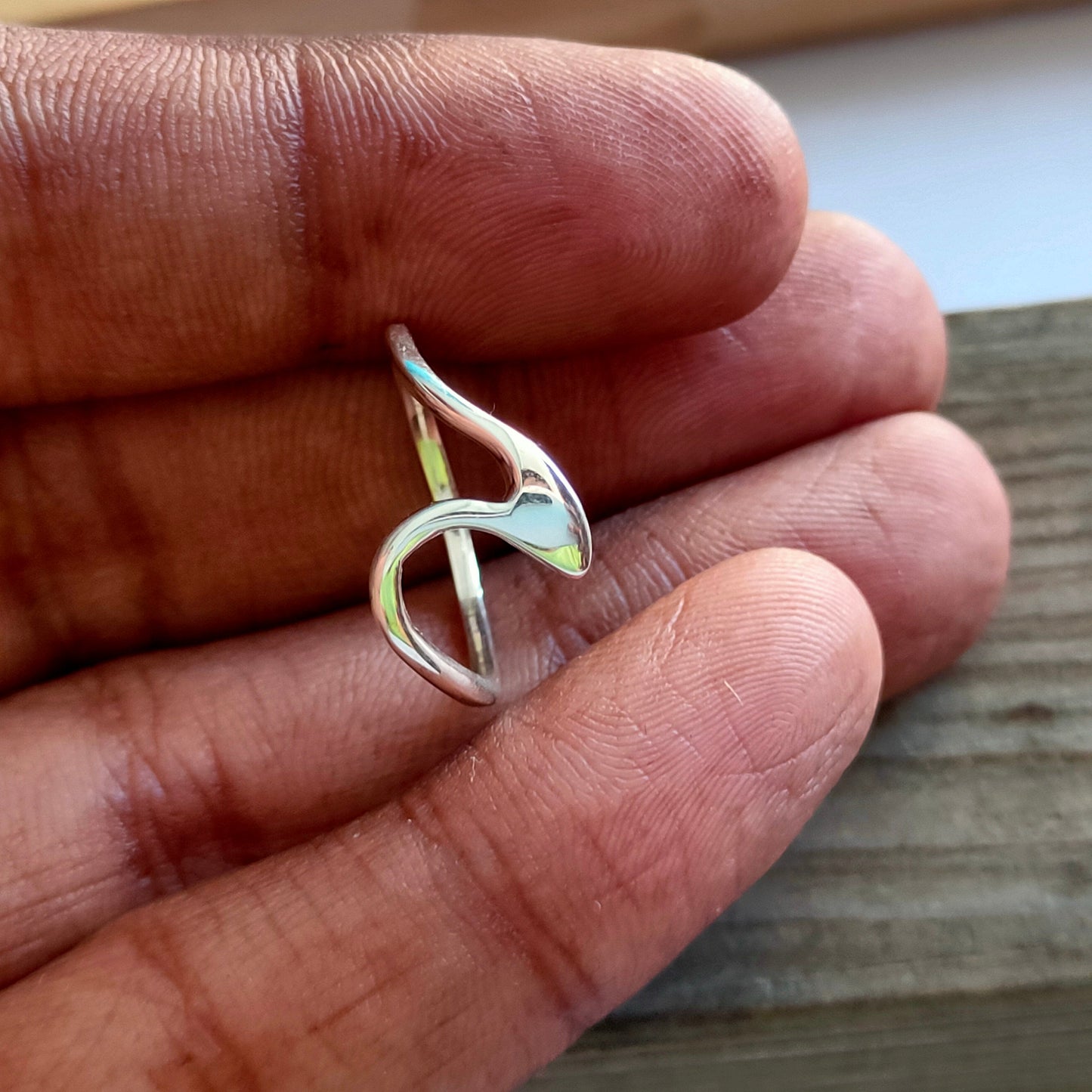 Ocean wave sterling silver ring , handmade silver ring , stacking silver ring , charm silver ring , handcrafted boho ring , wave ing