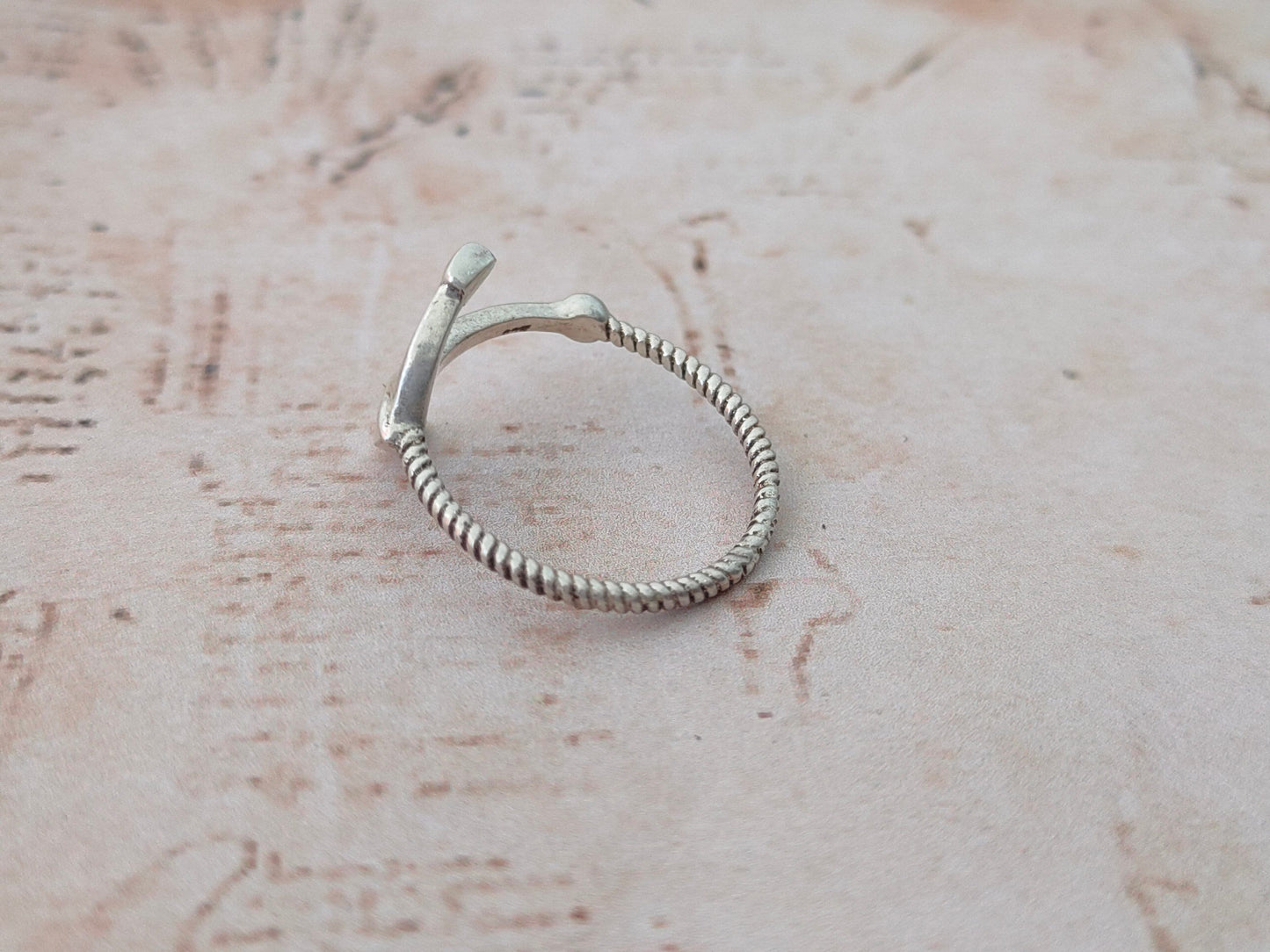 Ship Anchor sterling silver ring , handmade silver ring , stacking silver ring , charm silver ring , handcrafted boho ring , silver ring