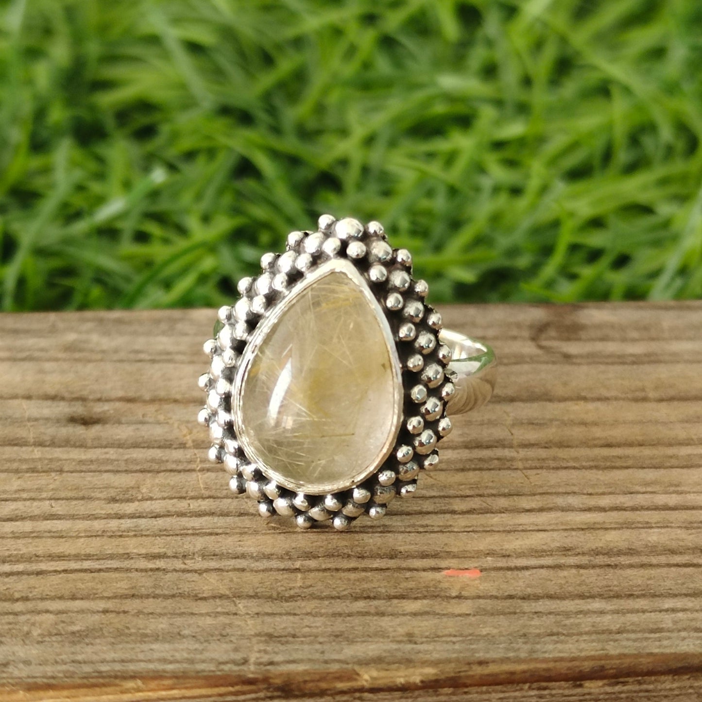 Golden Rutile Boho Ring , 925 Sterling Silver Ring , Handmade Bohemian Ring , Silver Ring , Rutile Gemstone Ring , Rings ,Silver Rings Gifts