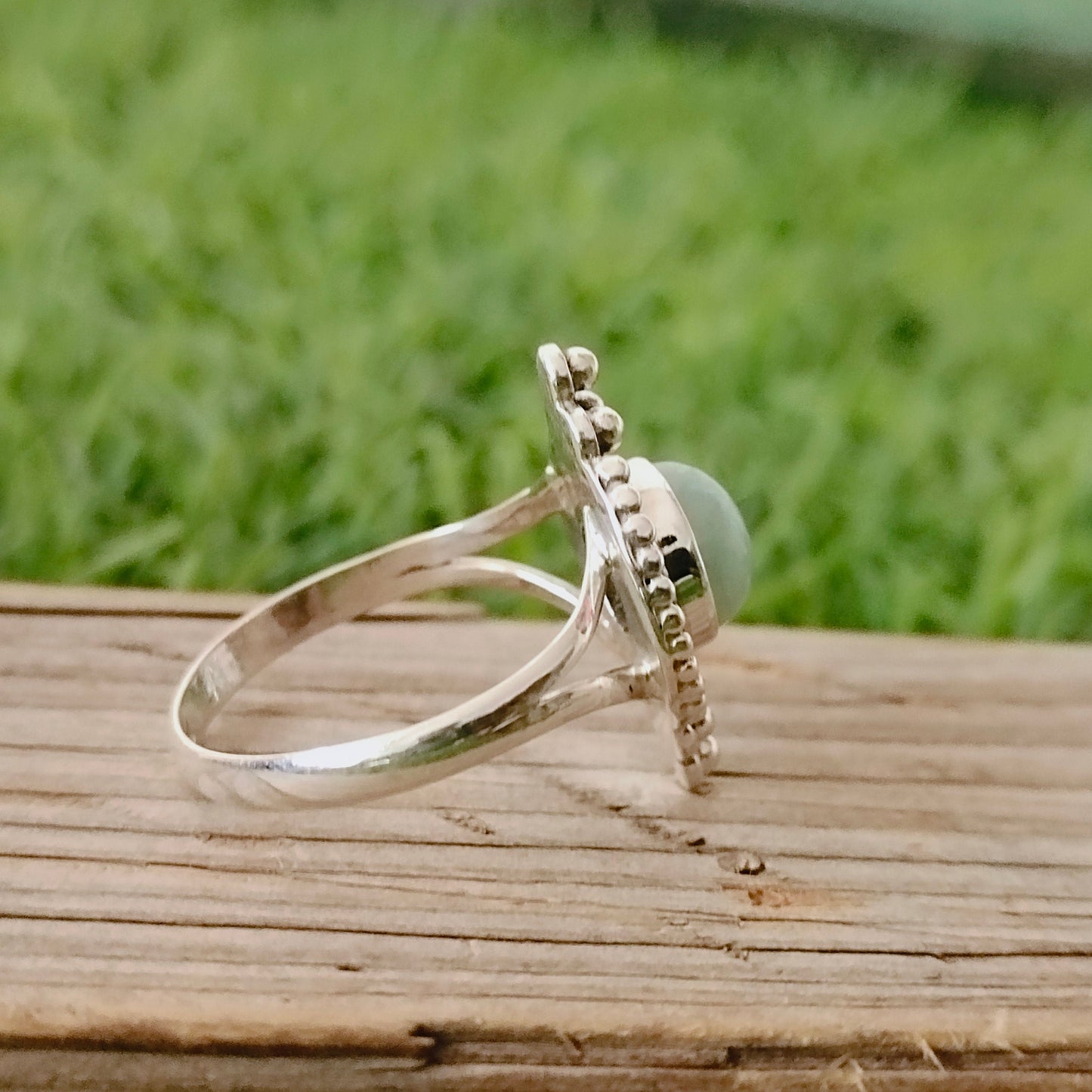 Natural Larimar top quality Stone ring - Cabochon ring - 925 sterling silver ring - larimar ring - wedding Rings - silver rings- gifts