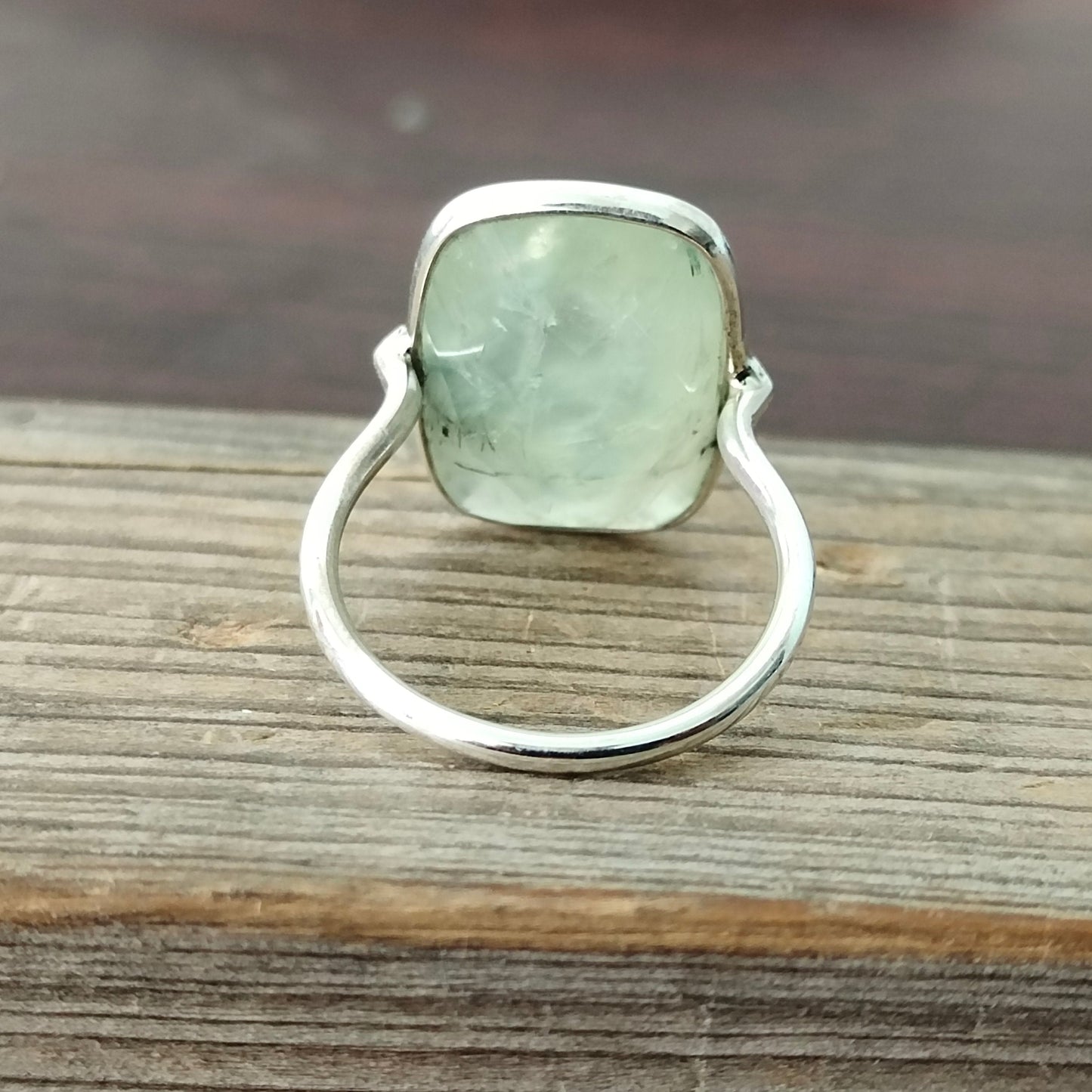 Boho Statement Ring - Prehnite Sterling Silver Ring - Hand Crafted Bohemian Ring-Bohemian Ring - Prehnite stone- Rings