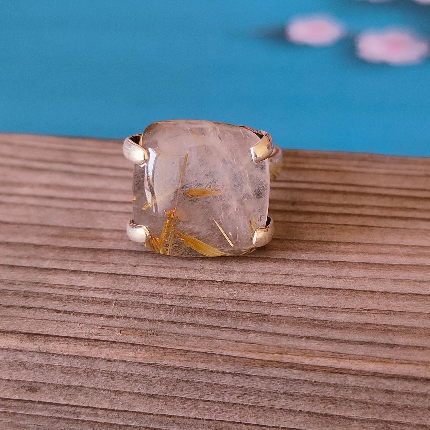 Golden Rutile Boho Ring ,925 Sterling Silver Ring , Handmade Bohemian Ring ,Silver Ring , Rutile Gemstone Ring, Rings ,Silver Rings, Gifts