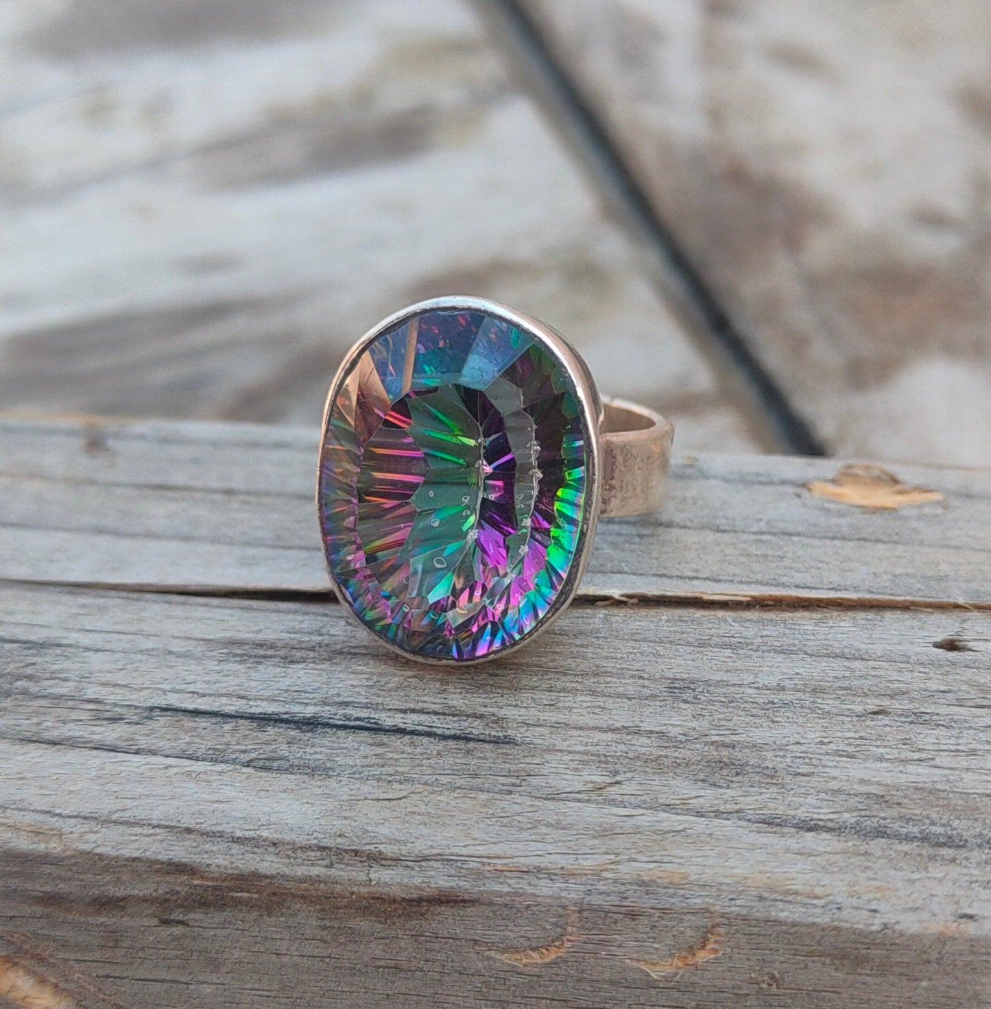 Mystic Quartz Boho Ring -Quartz Sterling Silver Ring - Hand Crafted Bohemian Ring-Bohemian Ring - Quartz - Rings -Gift for - bohemian