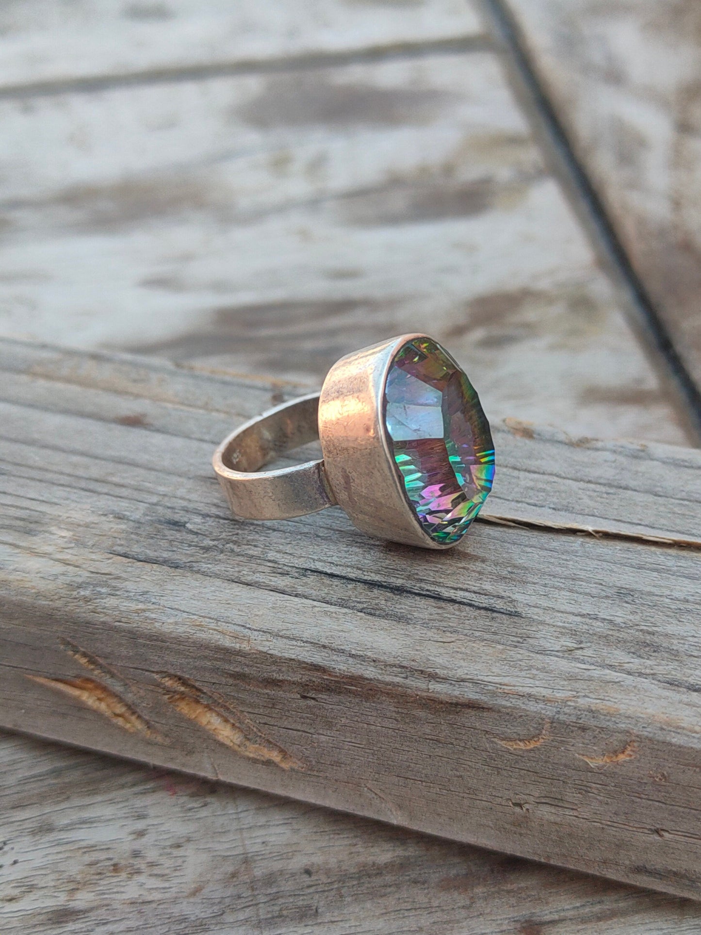 Mystic Quartz Boho Ring -Quartz Sterling Silver Ring - Hand Crafted Bohemian Ring-Bohemian Ring - Quartz - Rings -Gift for - bohemian