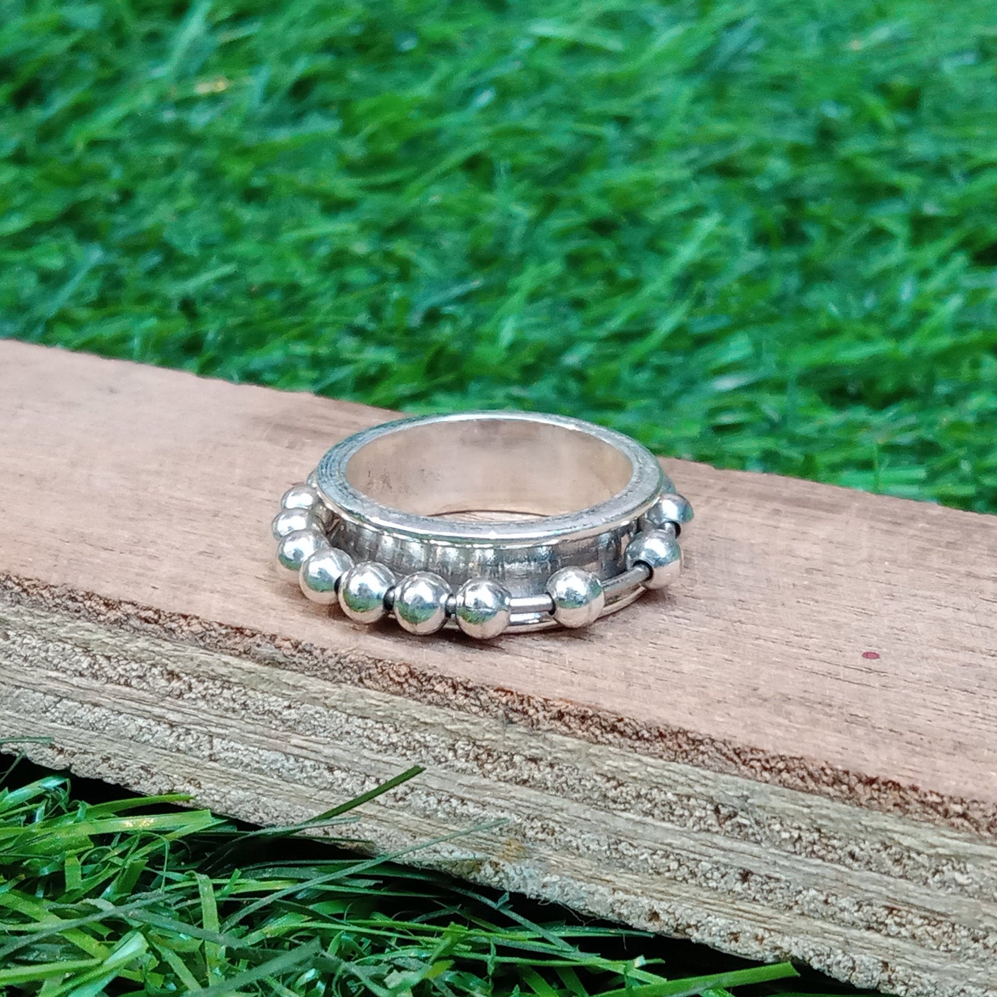 Fidget Ring, Anti-Angst-Ringe, 925 Sterling Silber Ring, zierliche Ringe, stapelbare Ringe, Meditationsring, Perlenring