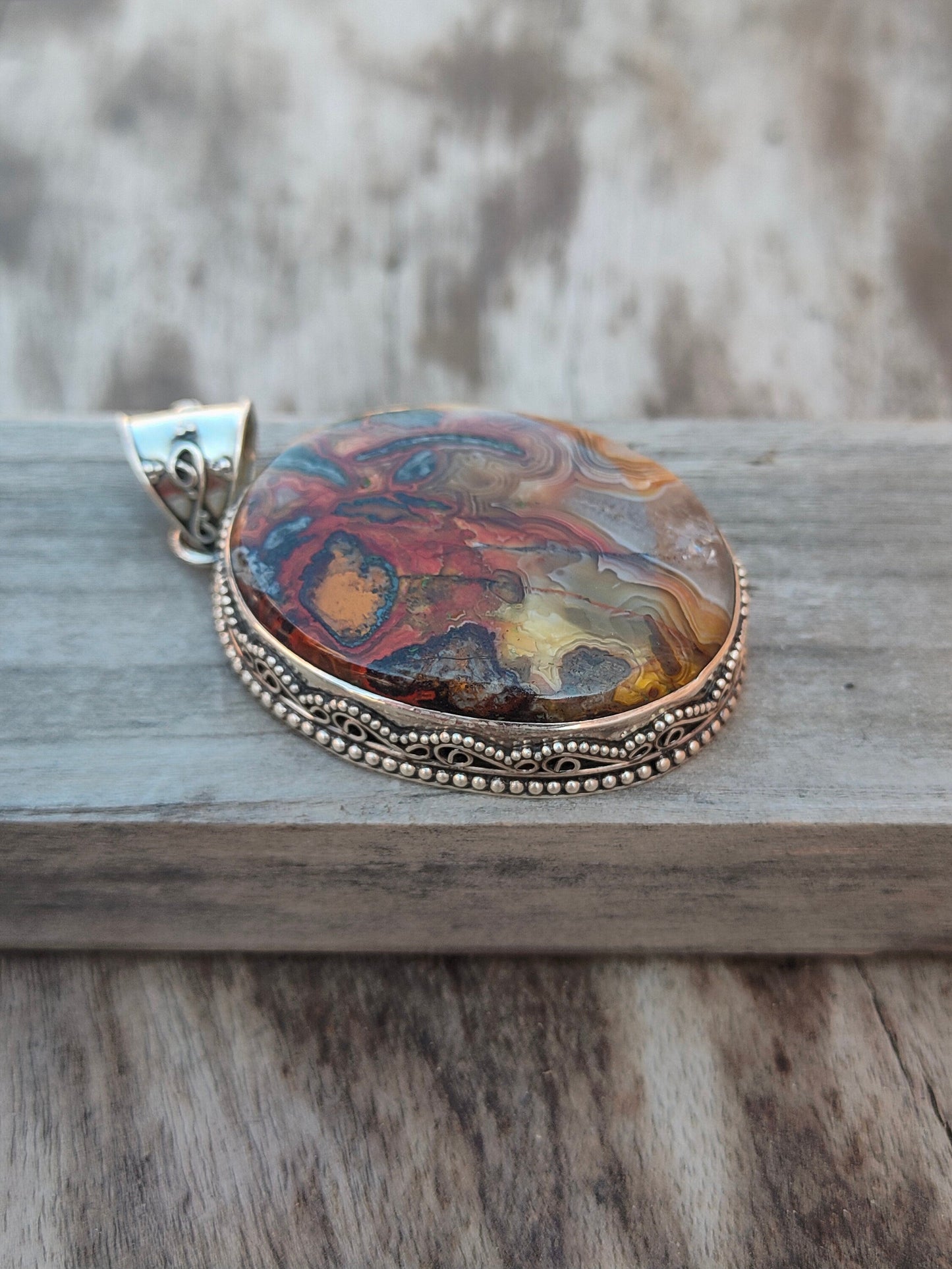 Handgefertigter Jaspis Anhänger aus massivem 925 Sterling Silber, Wunderschöner Jaspis Anhänger, Boho Anhänger Geschenk für Sie