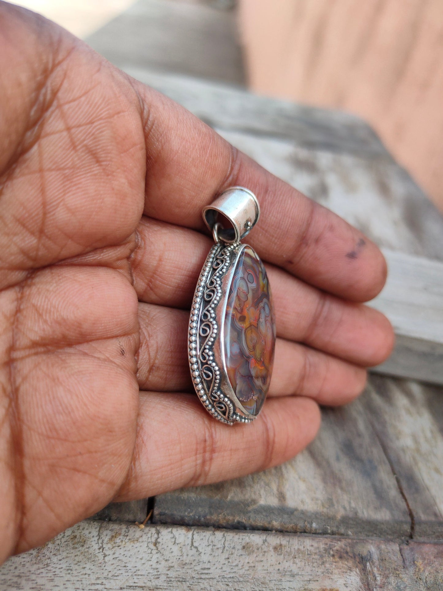 Handgefertigter Jaspis Anhänger aus massivem 925 Sterling Silber, Wunderschöner Jaspis Anhänger, Boho Anhänger Geschenk für Sie