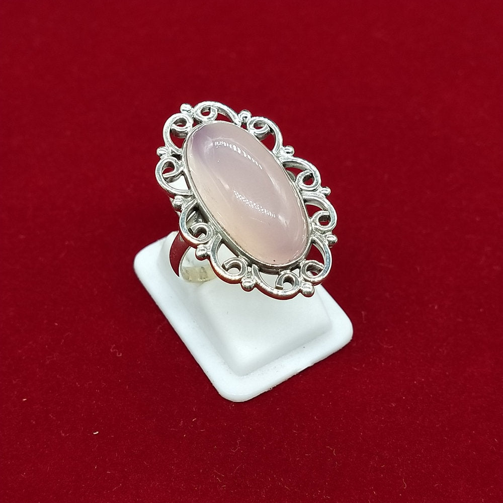 Rosenquarz Sterling Silber Ring - Handgefertigter Bohemian Ring - Bohemian Ring - Rosenquarz - Ringe, rosa Steinring - Geschenk für, Ringe, Liebe