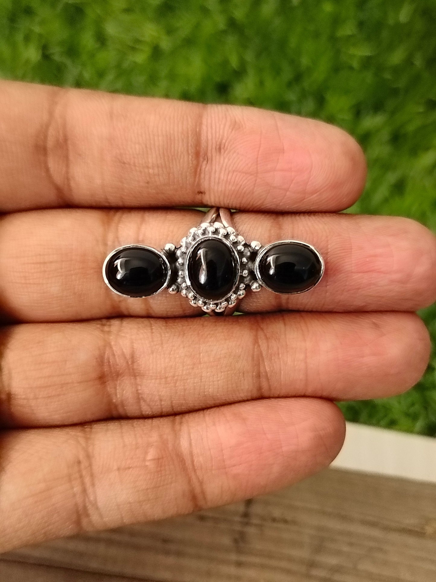 Boho Statement Ring -Black Onyx - Hand Crafted Bohemian Ring -Bohemian Ring Black Onyx Ring -Rings - Middle finger ring - Black Stone ring
