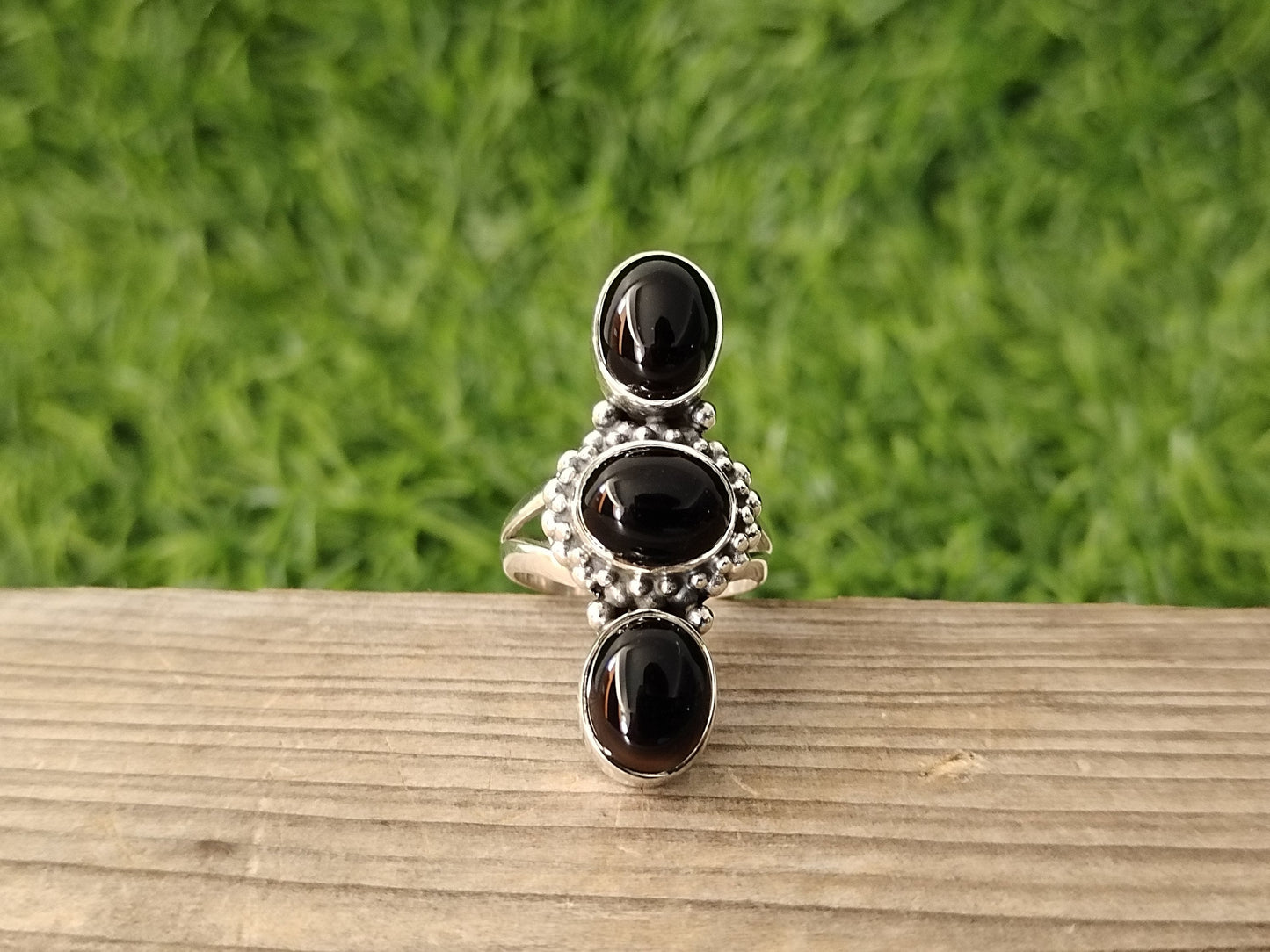 Boho Statement Ring -Black Onyx - Hand Crafted Bohemian Ring -Bohemian Ring Black Onyx Ring -Rings - Middle finger ring - Black Stone ring