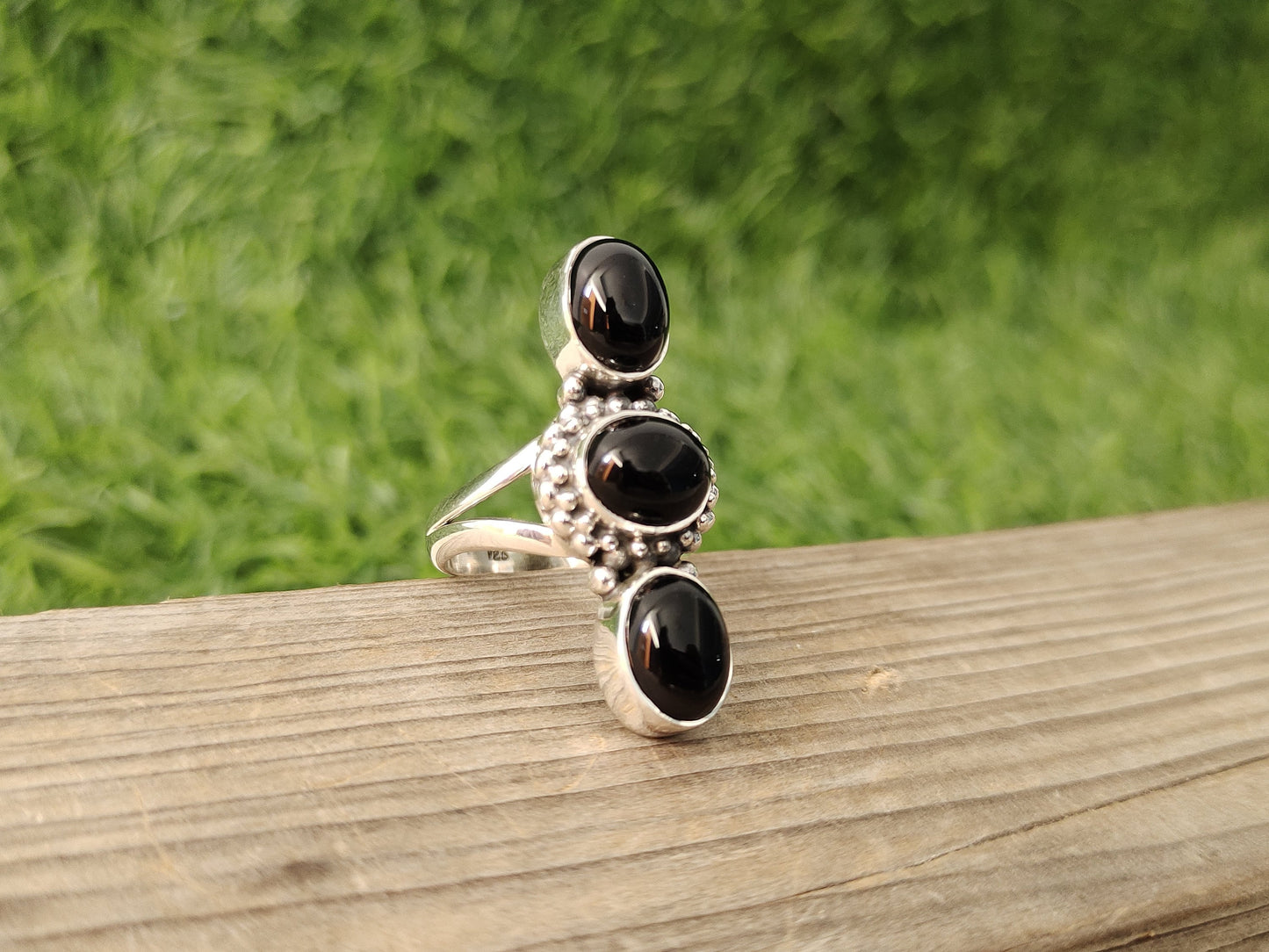 Boho Statement Ring -Black Onyx - Hand Crafted Bohemian Ring -Bohemian Ring Black Onyx Ring -Rings - Middle finger ring - Black Stone ring