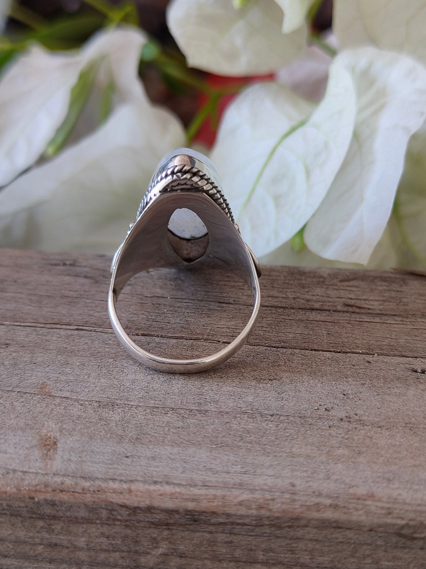 Boho Ring - Rainbow Moonstone Sterling Silver Ring - Hand Crafted Bohemian Ring-Bohemian Ring - Rainbow Moonstone - Rings -Gift for her