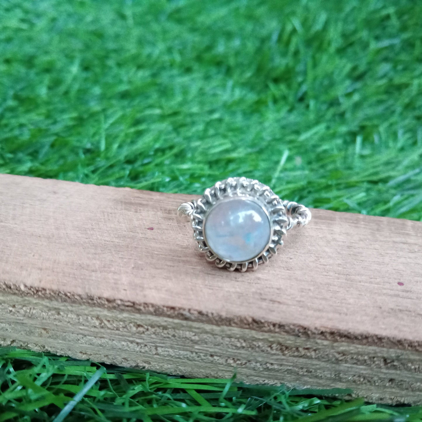Moonstone Stone Sterling Silver Ring - Boho Statement Ring -Hand Crafted Bohemian Ring - Rainbow Moonstone Ring - Gift for women