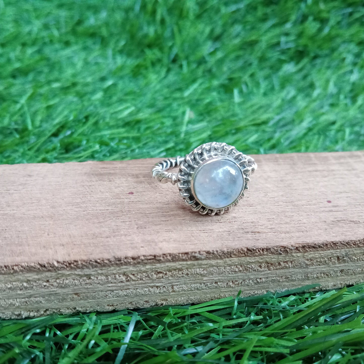 Moonstone Stone Sterling Silver Ring - Boho Statement Ring -Hand Crafted Bohemian Ring - Rainbow Moonstone Ring - Gift for women