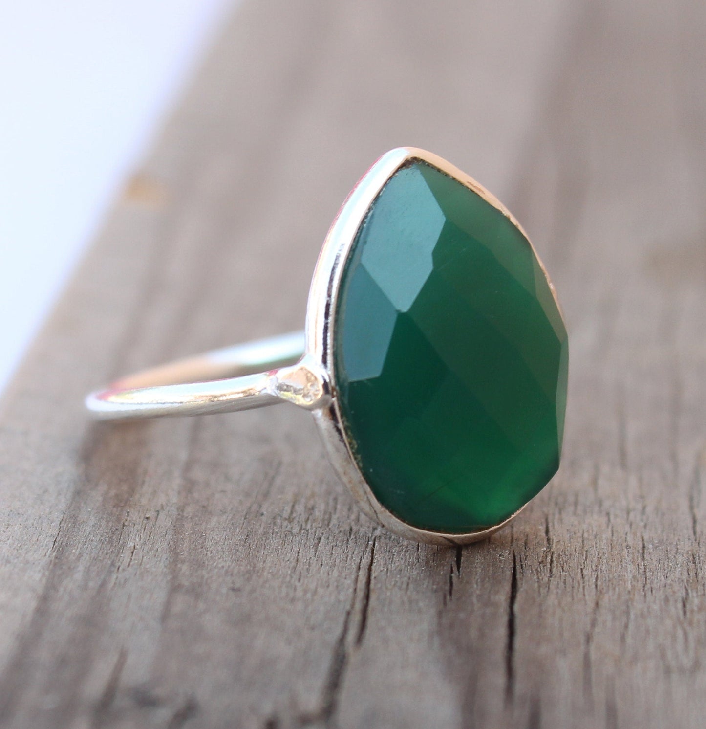 Gorgeous Bezel Ring | Green Onyx Sterling Silver Ring | Handmade Ring | Bezel Ring | Green Onyx Ring | Bezel Jewelry | Rings for Gift