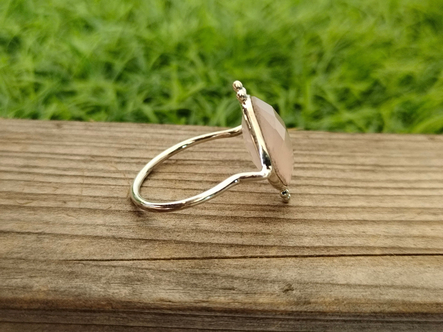 Boho Statement Ring - Rose Quartz Sterling Silver Ring - Hand Crafted Bohemian Ring-Bohemian Ring - Rose Quartz - Rings -Gift for