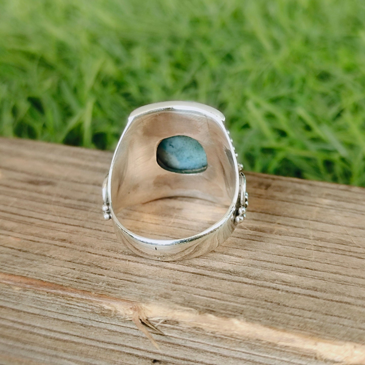 Natural Larimar top quality Stone ring - Larimar ring - 925 sterling silver ring - Oval shape ring - wedding Rings - silver rings- gifts
