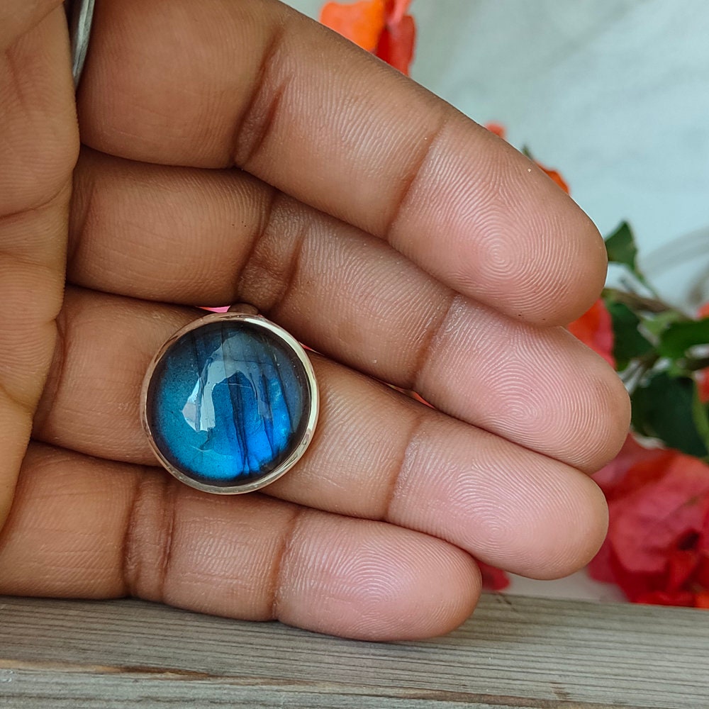 Boho Statement Ring - Labradorite Sterling Silver Ring - Hand Crafted Bohemian Ring-Bohemian Ring - Labradorite- Rings -Gift for
