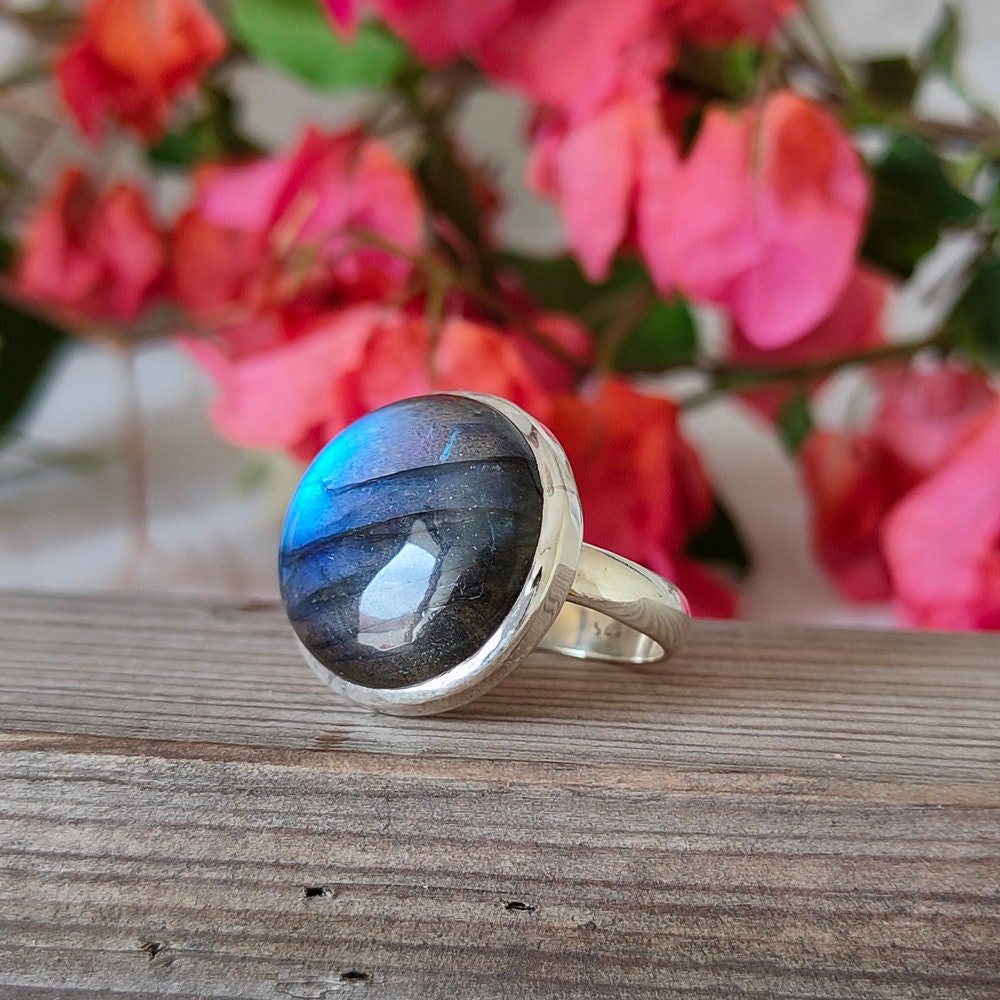 Boho Statement Ring - Labradorite Sterling Silver Ring - Hand Crafted Bohemian Ring-Bohemian Ring - Labradorite- Rings -Gift for