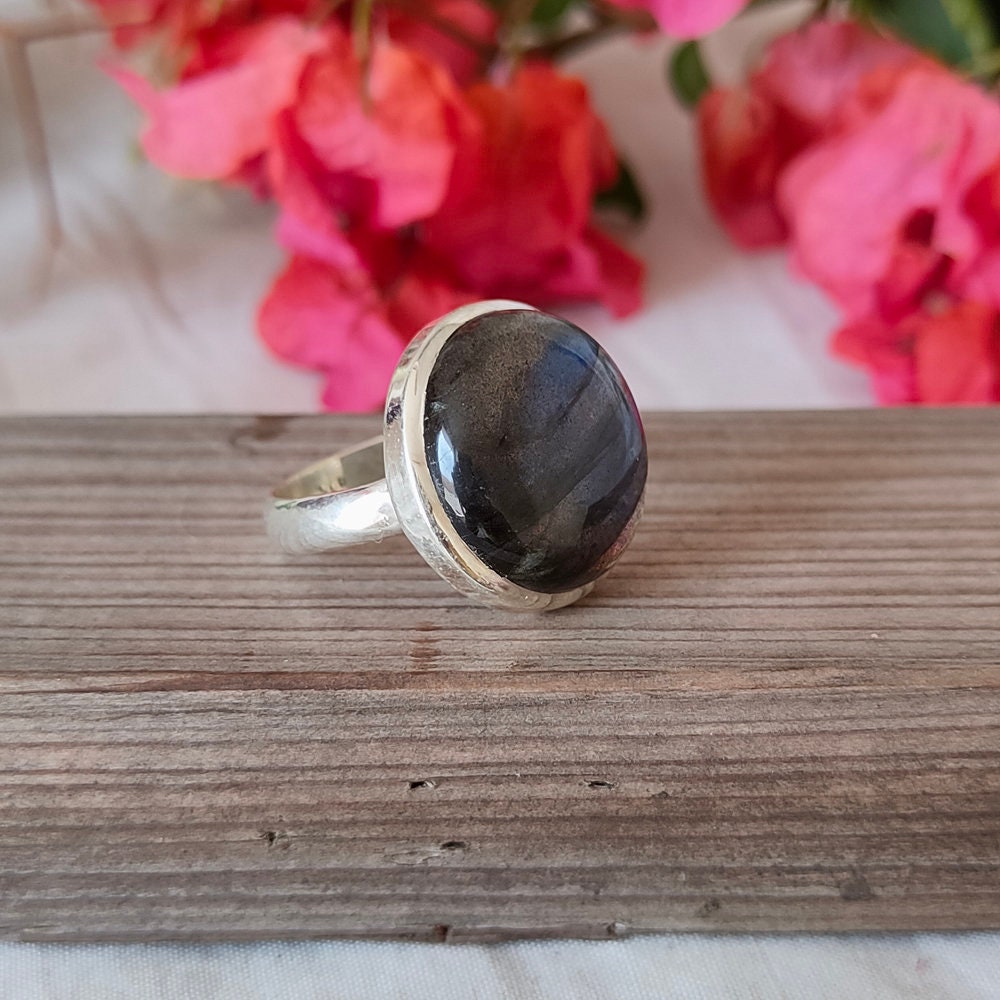 Boho Statement Ring - Labradorite Sterling Silver Ring - Hand Crafted Bohemian Ring-Bohemian Ring - Labradorite- Rings -Gift for