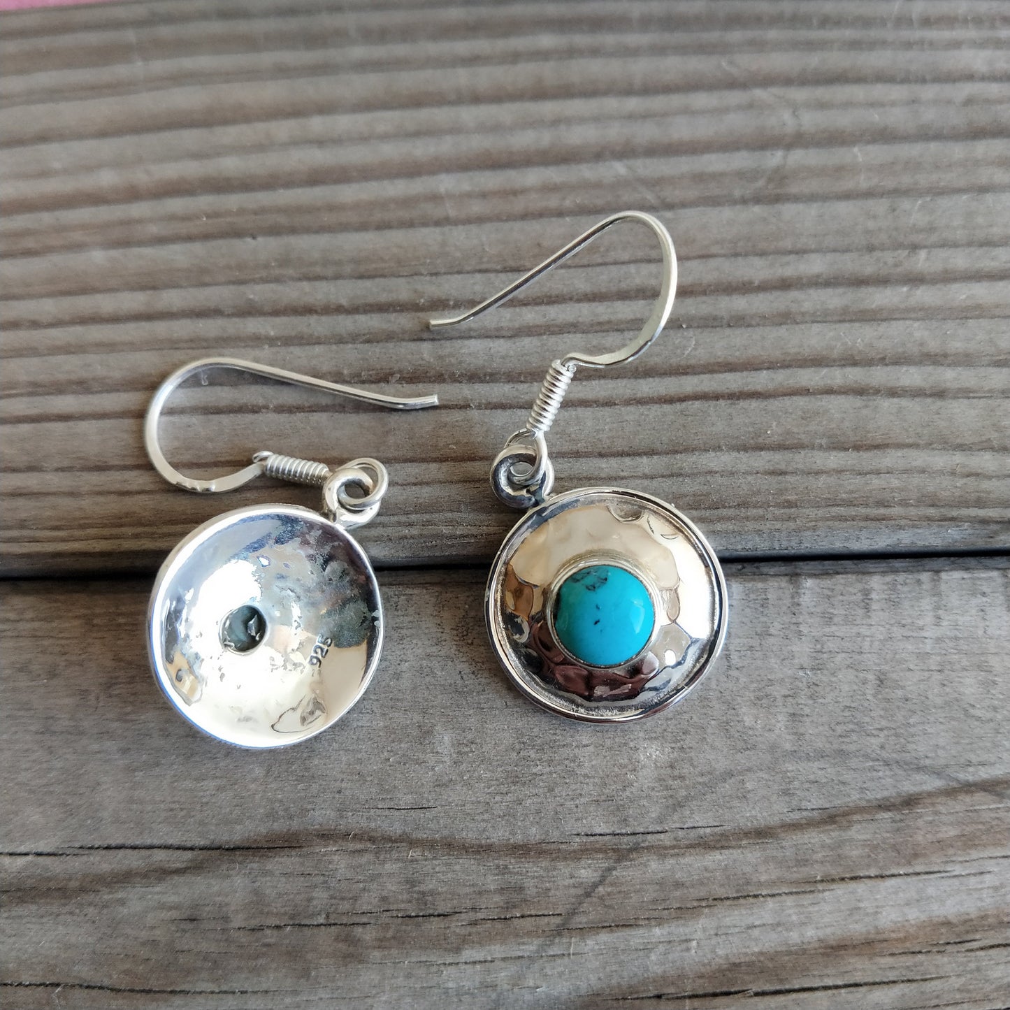 Turquoise Sterling Silver Handmade Earring | Turquoise Stone | Round Shape | Silver Earrings | Boho Earrings Gift for Her