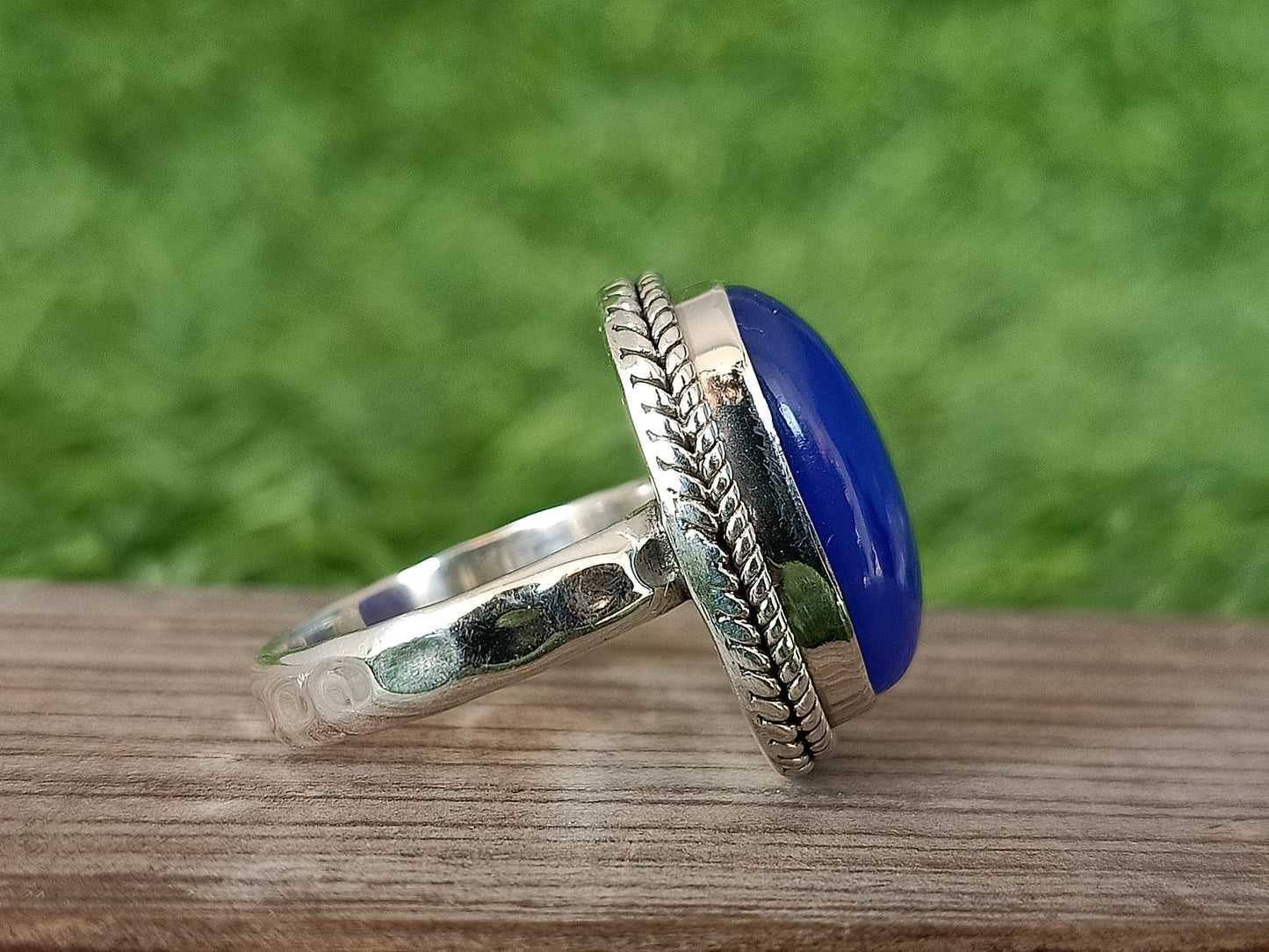 Blue Calcedony Boho Ring -925 Sterling Silver Ring - Hand Crafted Bohemian Ring- Calcedony Ring- Rings -Gifts for her-Gifts -Wedding Gifts