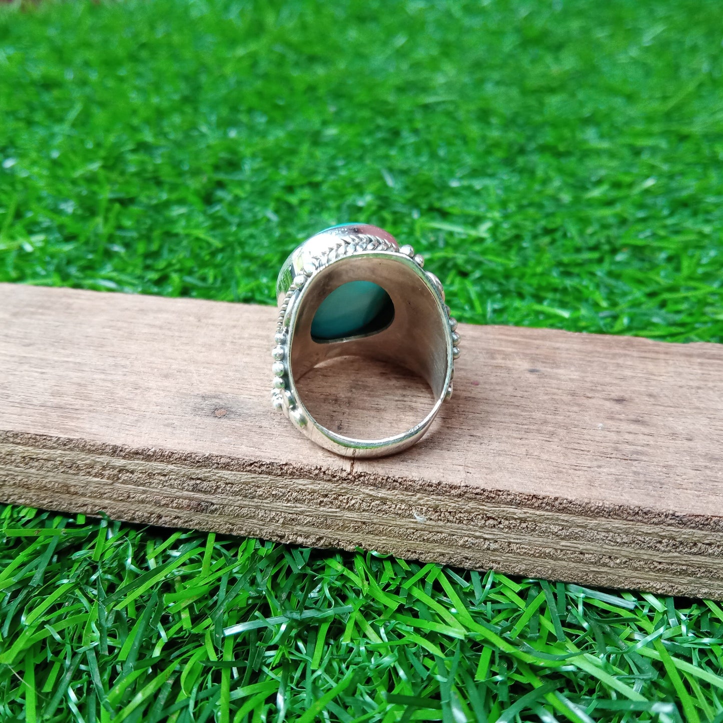 Natürlicher Larimar Boho Ring, 925 Sterling Silber Ring, Larimar Edelstein Silber Ring, Minimalistischer Ring, blauer Stein Ring, Geschenk für Frauen