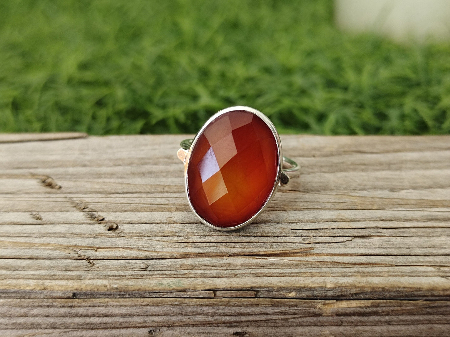 Boho Statement Ring - Orange Calci Sterling Silver Ring - Hand Crafted Bohemian Ring-Bohemian Ring - Orange Calci Rings -Gift for her Gifts