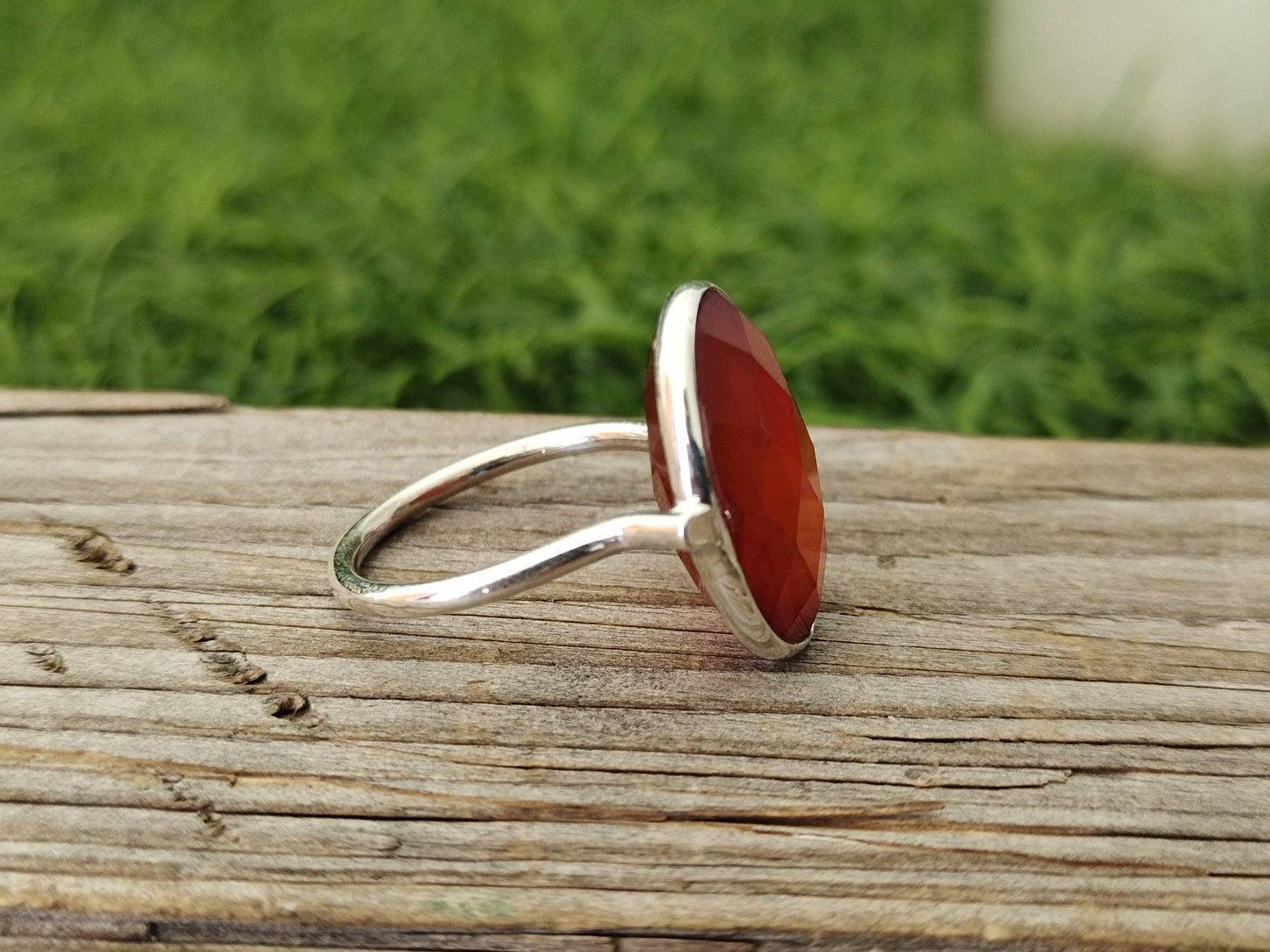 Boho Statement Ring - Orange Calci Sterling Silver Ring - Hand Crafted Bohemian Ring-Bohemian Ring - Orange Calci Rings -Gift for her Gifts