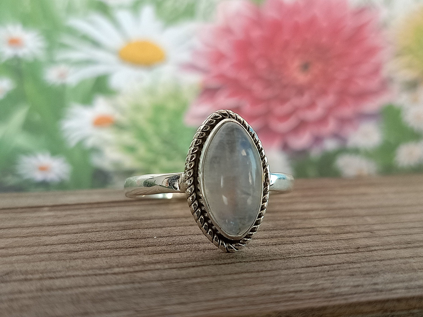 Boho Statement Ring -Rainbow Moonstone - Hand Crafted Bohemian Ring -Bohemian Ring Rainbow Moonstone Ring -Rings -Gift for Her
