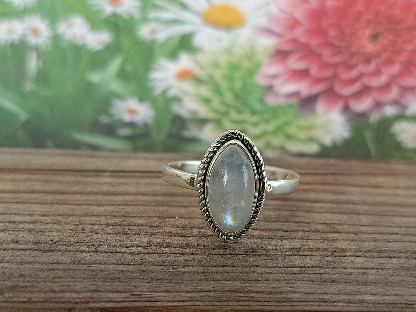 Boho Statement Ring -Rainbow Moonstone - Hand Crafted Bohemian Ring -Bohemian Ring Rainbow Moonstone Ring -Rings -Gift for Her