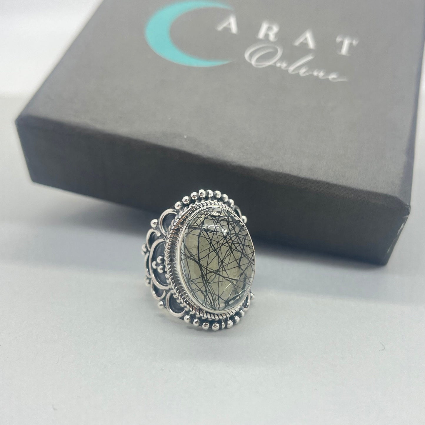 Boho Statement Ring| Black Rutile Sterling Silver Ring| Hand Crafted Bohemian Ring | Boho Rin | Black Rutile Ring | Gift For Her| Minimalist