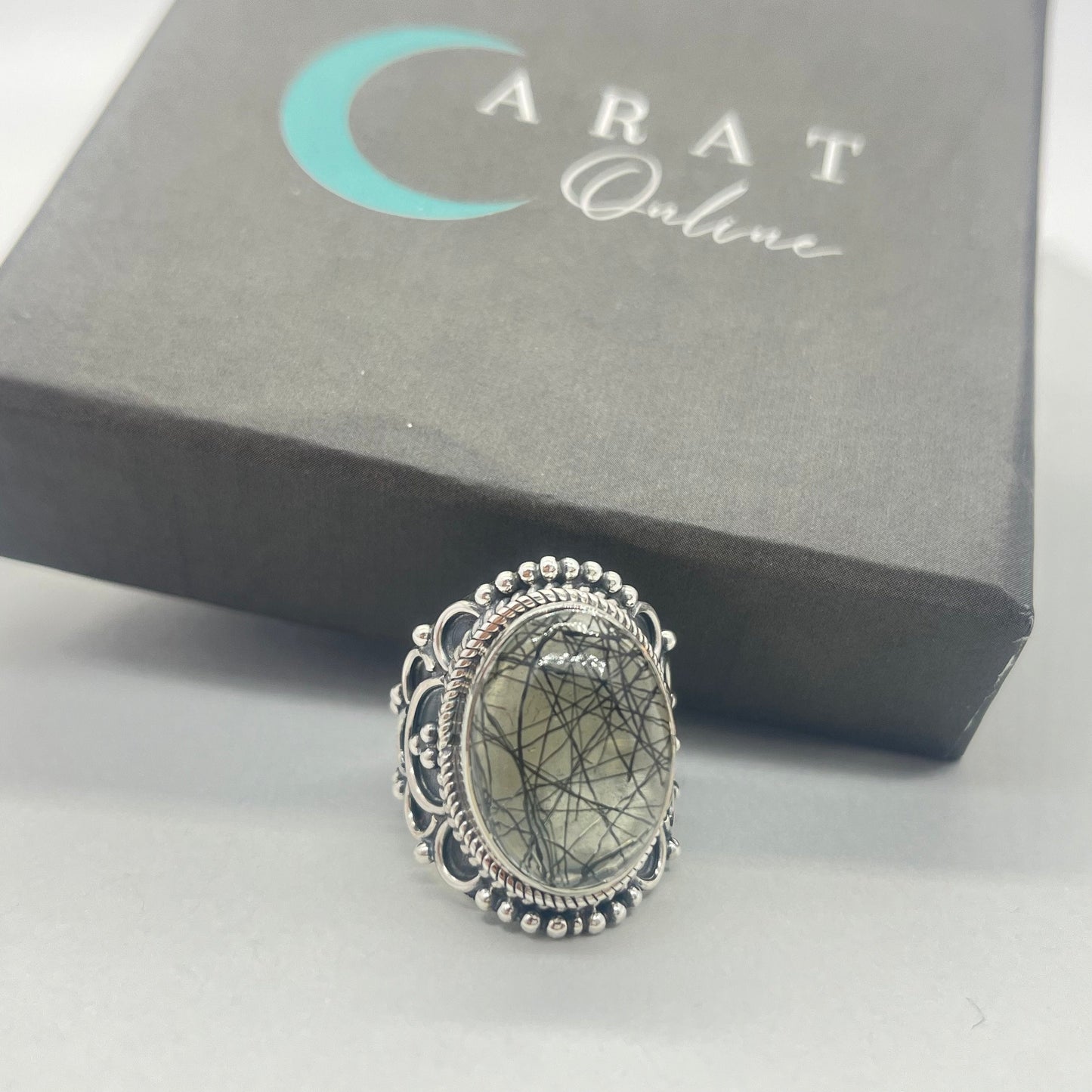 Boho Statement Ring| Black Rutile Sterling Silver Ring| Hand Crafted Bohemian Ring | Boho Rin | Black Rutile Ring | Gift For Her| Minimalist
