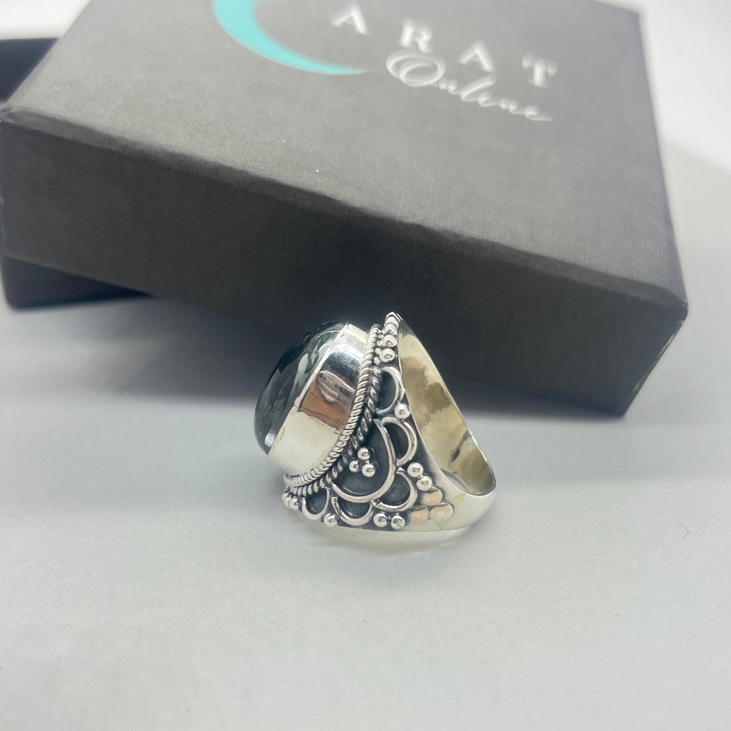 Boho Statement Ring| Black Rutile Sterling Silver Ring| Hand Crafted Bohemian Ring | Boho Rin | Black Rutile Ring | Gift For Her| Minimalist