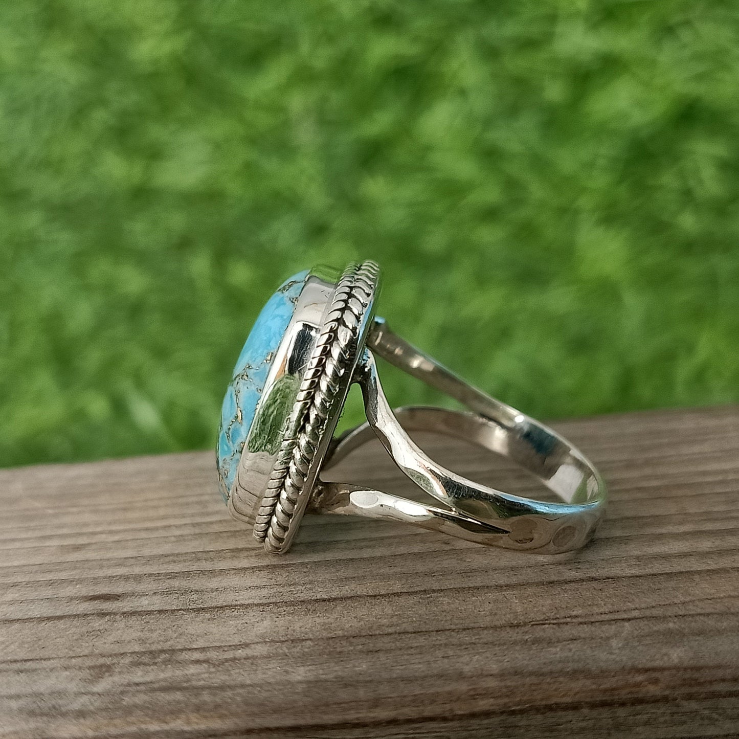 Boho Statement Ring - Composite Türkis Sterling Silber Ring - handgefertigter Boho Ring - Composite Türkis Ring - Ringe - Geschenk für Sie