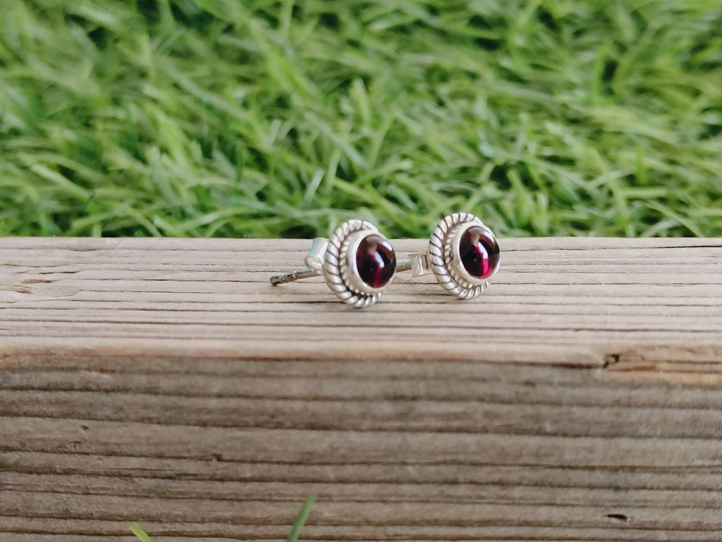Garnet sterling silver studs , silver studs earring , garnet earrings , tiny studs , tiny earrings , jewelry , boho studs , gemstone studs