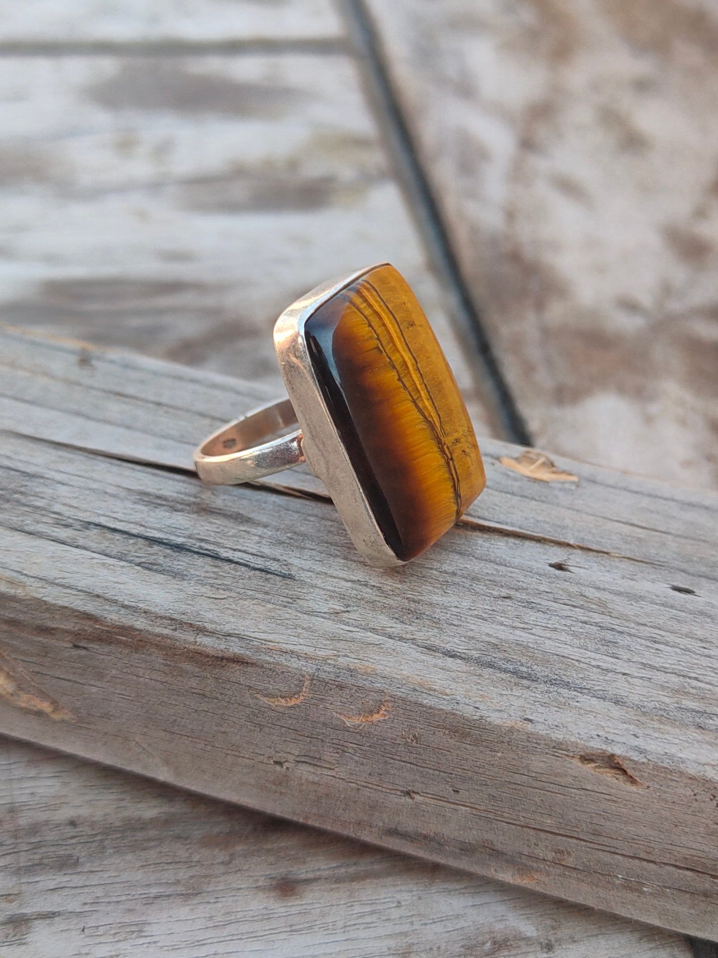 Boho Statement Ring - Tiger Eye Sterling Silver Ring - Hand Crafted Bohemian Ring-Bohemian Ring - Tiger Eye - Rings -Gift for
