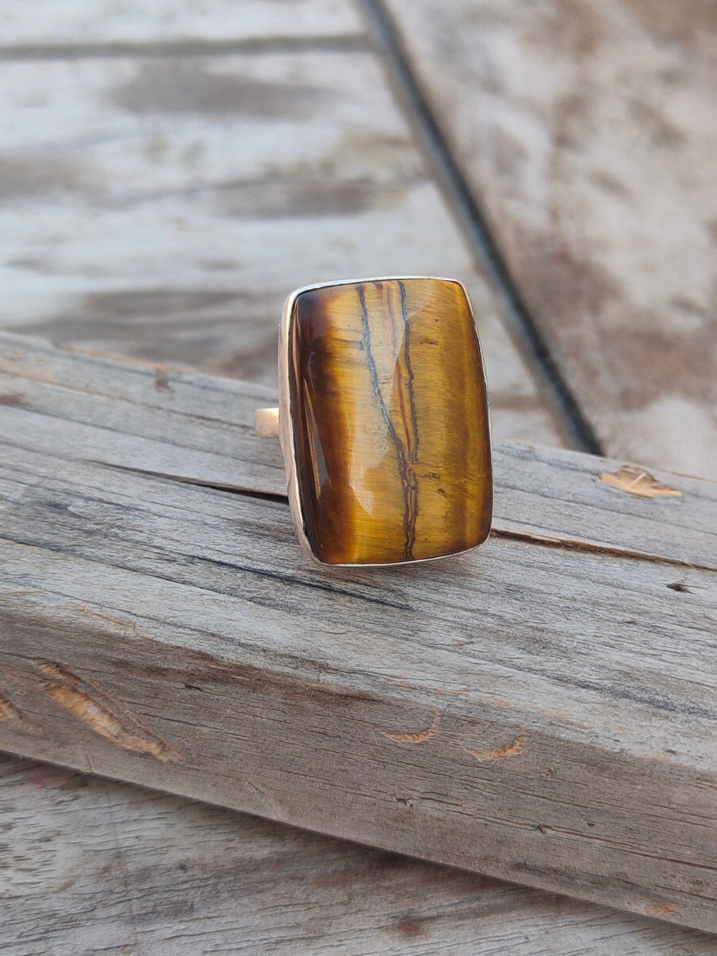 Boho Statement Ring - Tiger Eye Sterling Silver Ring - Hand Crafted Bohemian Ring-Bohemian Ring - Tiger Eye - Rings -Gift for