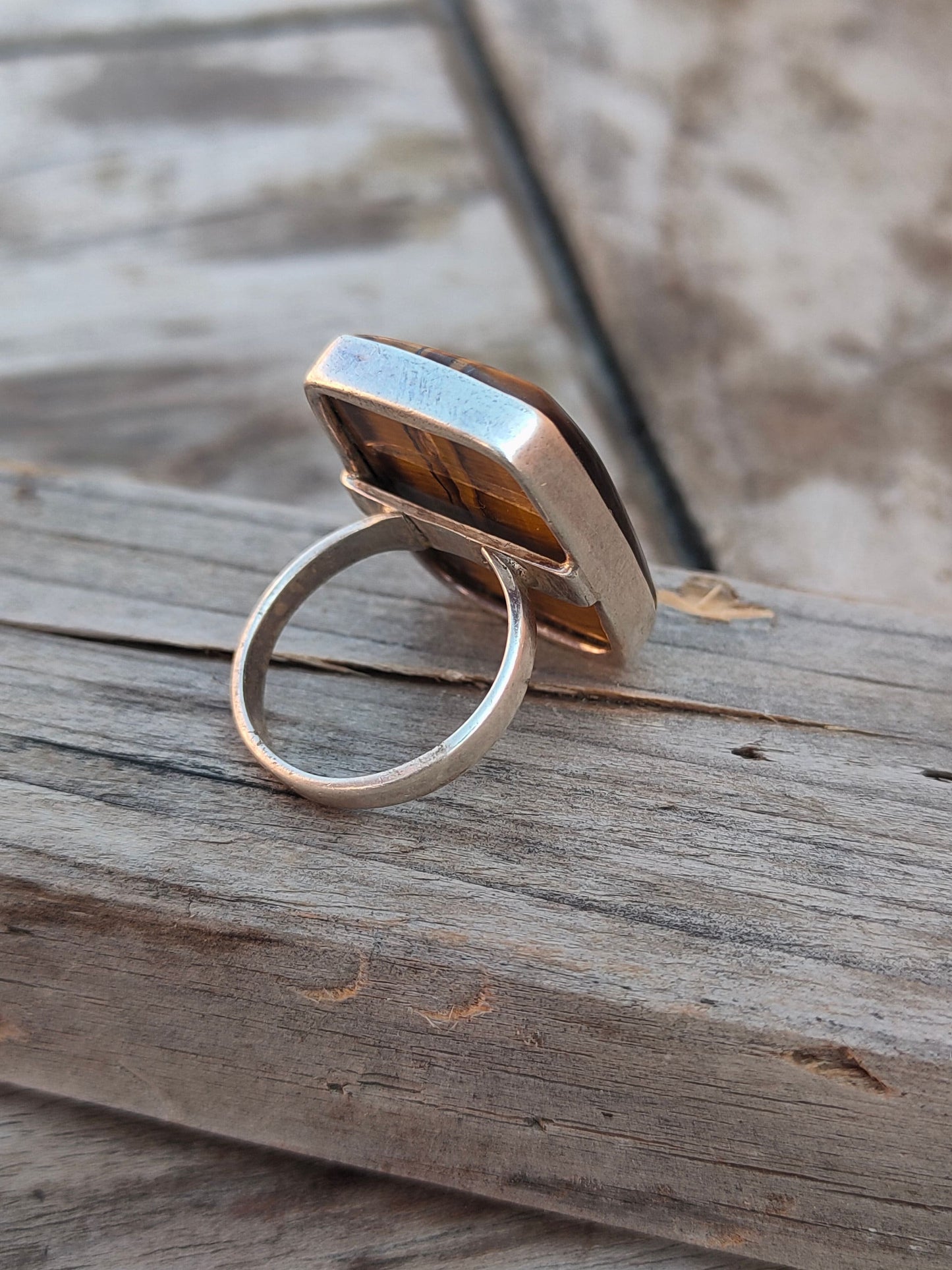 Boho Statement Ring - Tiger Eye Sterling Silver Ring - Hand Crafted Bohemian Ring-Bohemian Ring - Tiger Eye - Rings -Gift for