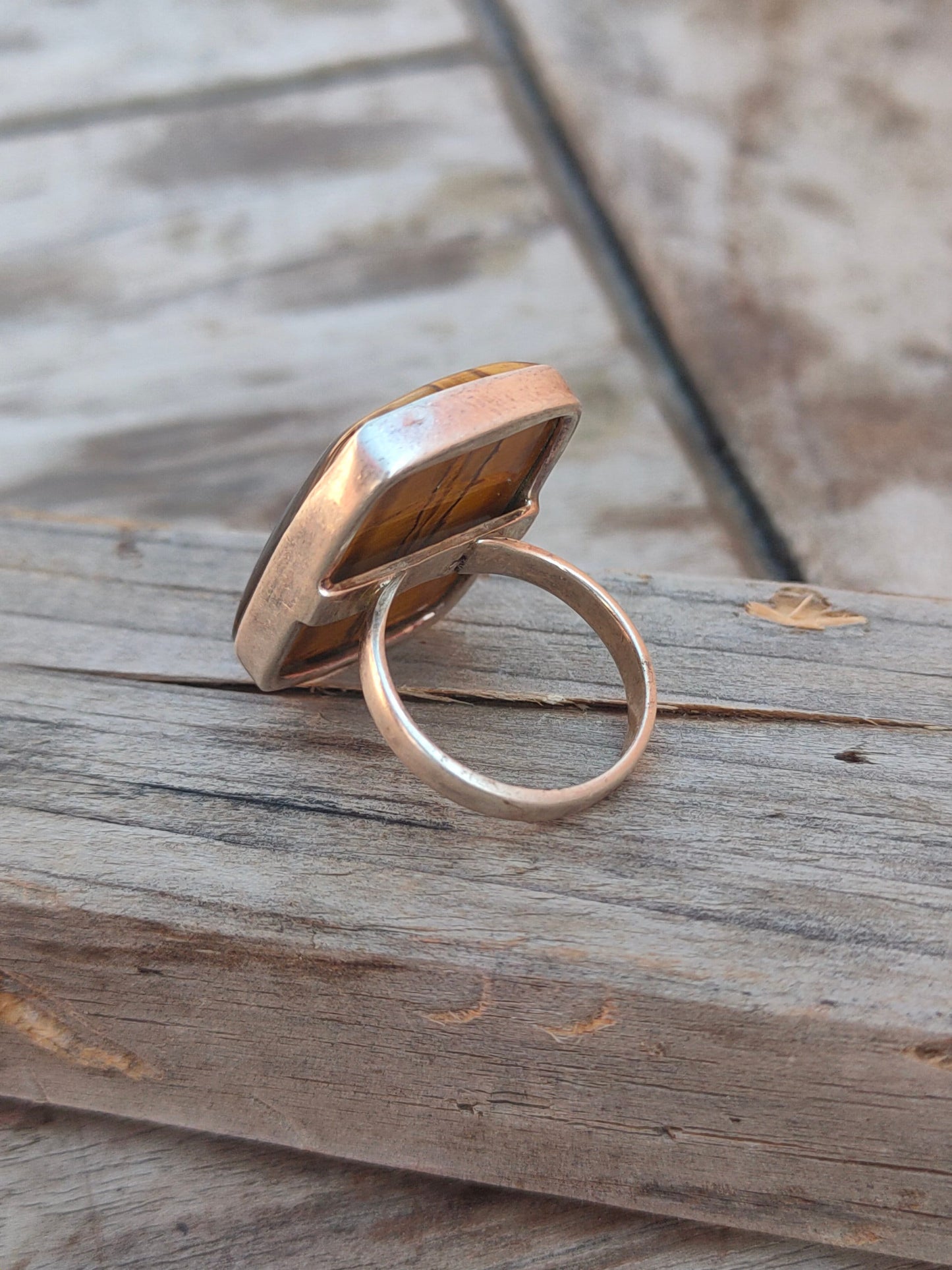 Boho Statement Ring - Tiger Eye Sterling Silver Ring - Hand Crafted Bohemian Ring-Bohemian Ring - Tiger Eye - Rings -Gift for