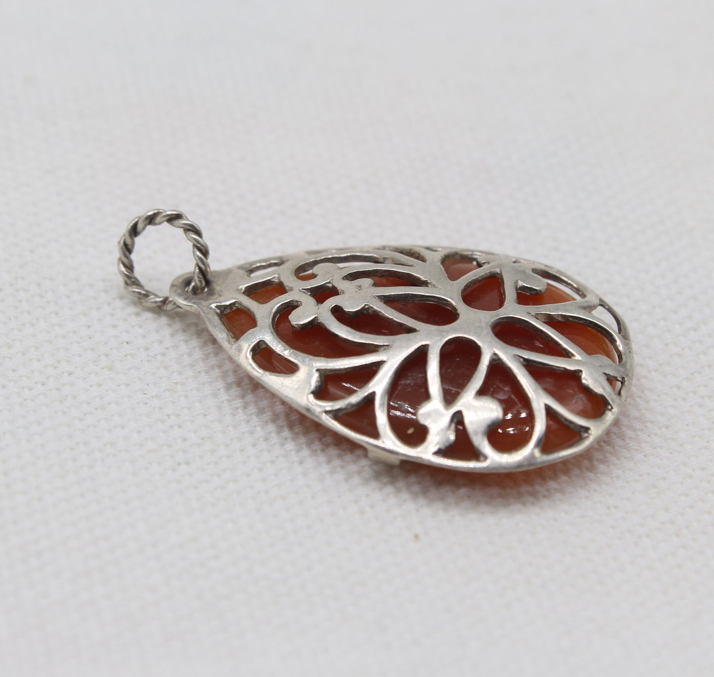 Magnifique pendentif en cornaline fait main | Pendentif en cornaline sculpté sur argent sterling 925 massif | Pendentif à lunette cadeau pour elle