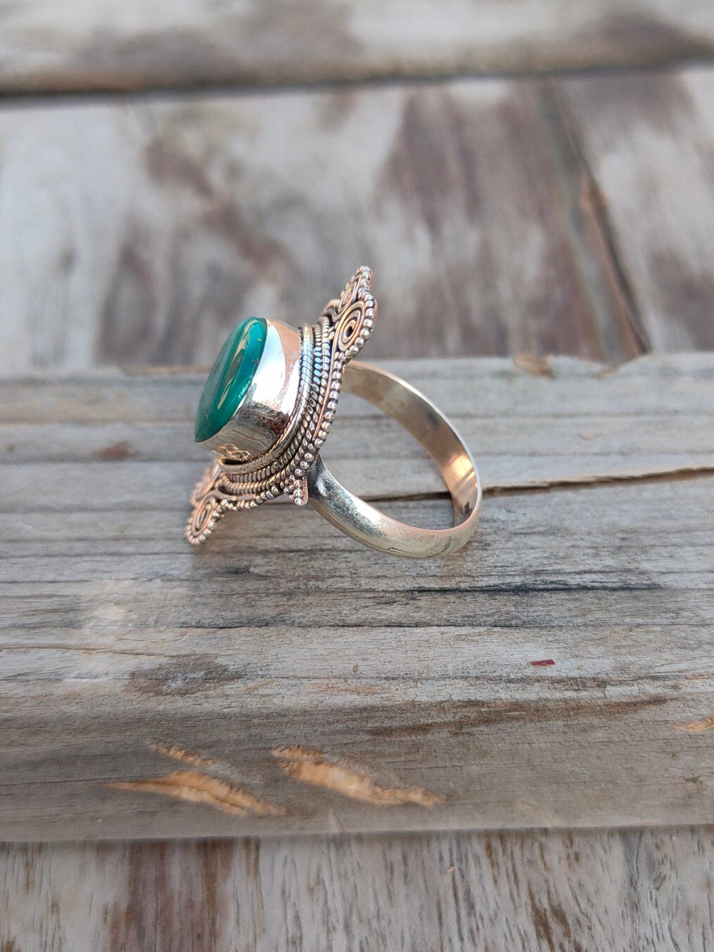 Boho Statement Ring - Turquoise Sterling Silver Ring - Hand Crafted Bohemian Ring-Bohemian Ring - Turquoise - Rings -Gift for