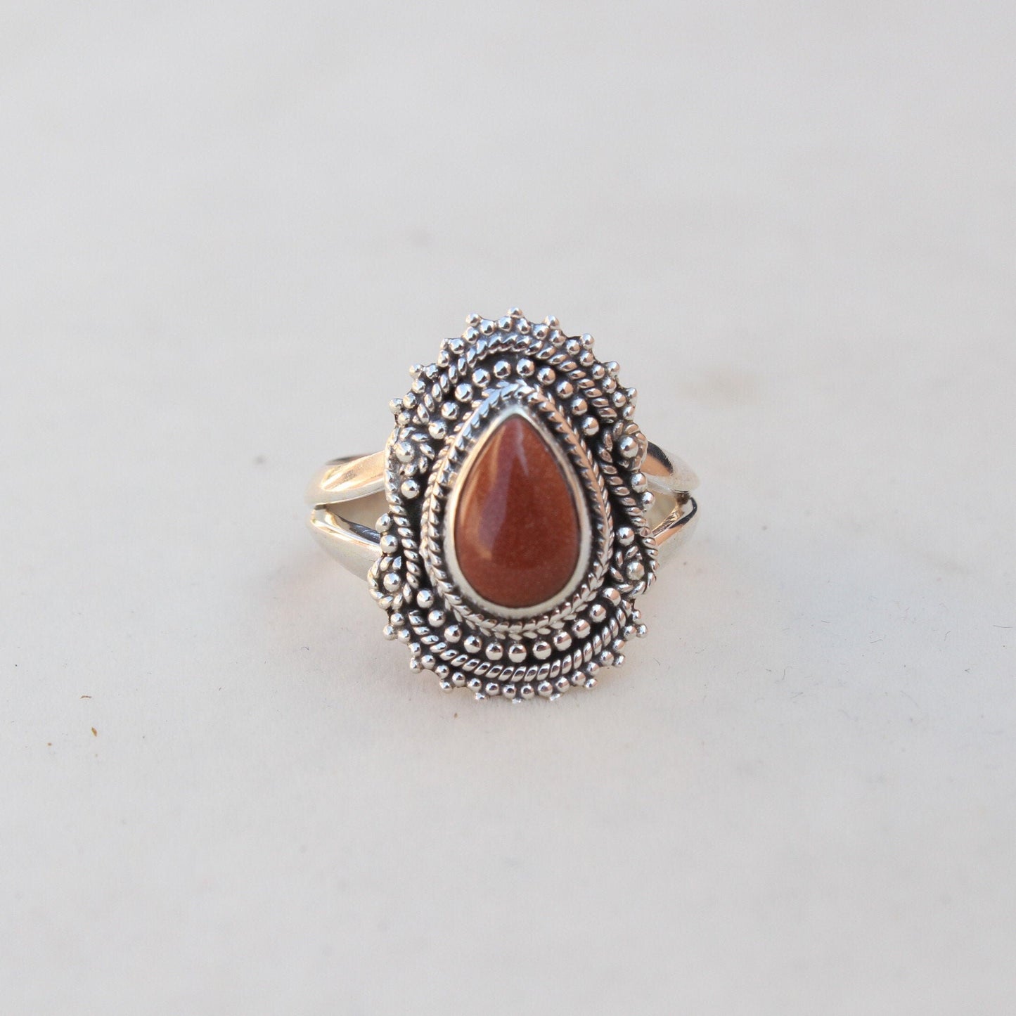 Boho Statement Ring -Sun Stone Sterling Silver Ring - Hand Crafted Bohemian Ring - Bohemian Ring Sun stone Ring - Rings - Gift for