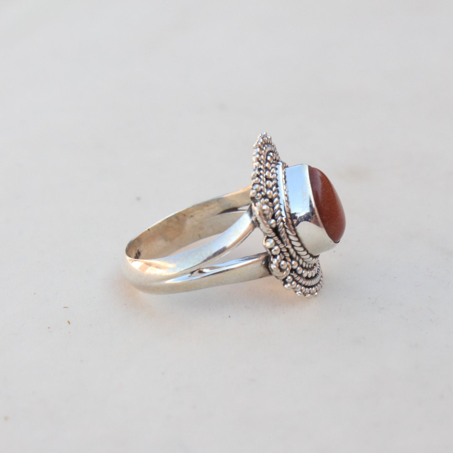 Boho Statement Ring -Sun Stone Sterling Silver Ring - Hand Crafted Bohemian Ring - Bohemian Ring Sun stone Ring - Rings - Gift for
