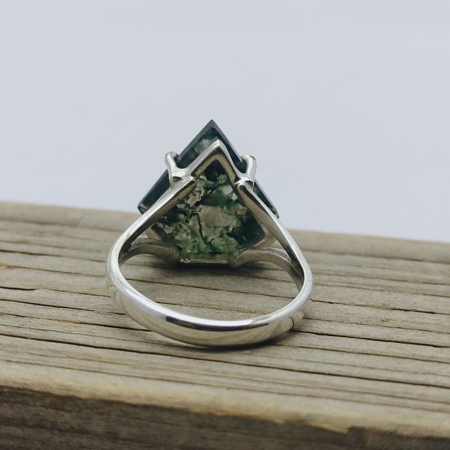 Moss Agate Sterling Silver Ring - Boho Statement Ring - Hand Crafted Bohemian Ring - Bohemian Ring - Moss Agate Ring - Rings - Gift for her