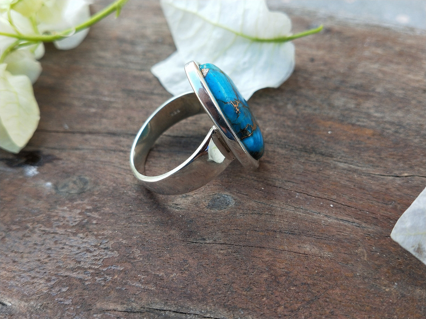 composite Turquoise Gemstone Boho Ring - 925 Sterling Silver Ring - Turquoise Ring - Bohemian Ring - Turquoise ring- Rings - Gift for